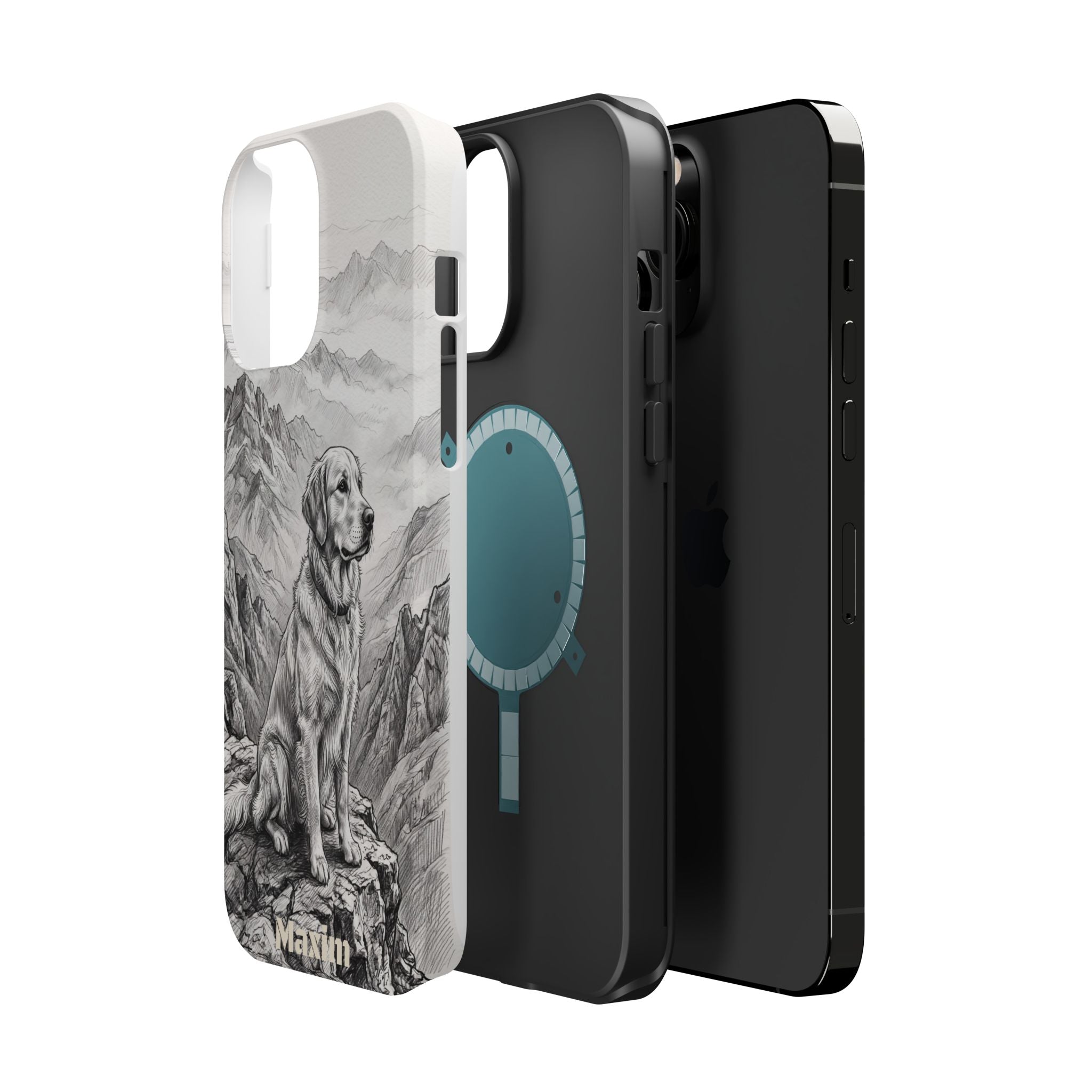 Personalized Golden Retriever Mountain Peak Phone Case — Wireless Charging Cover