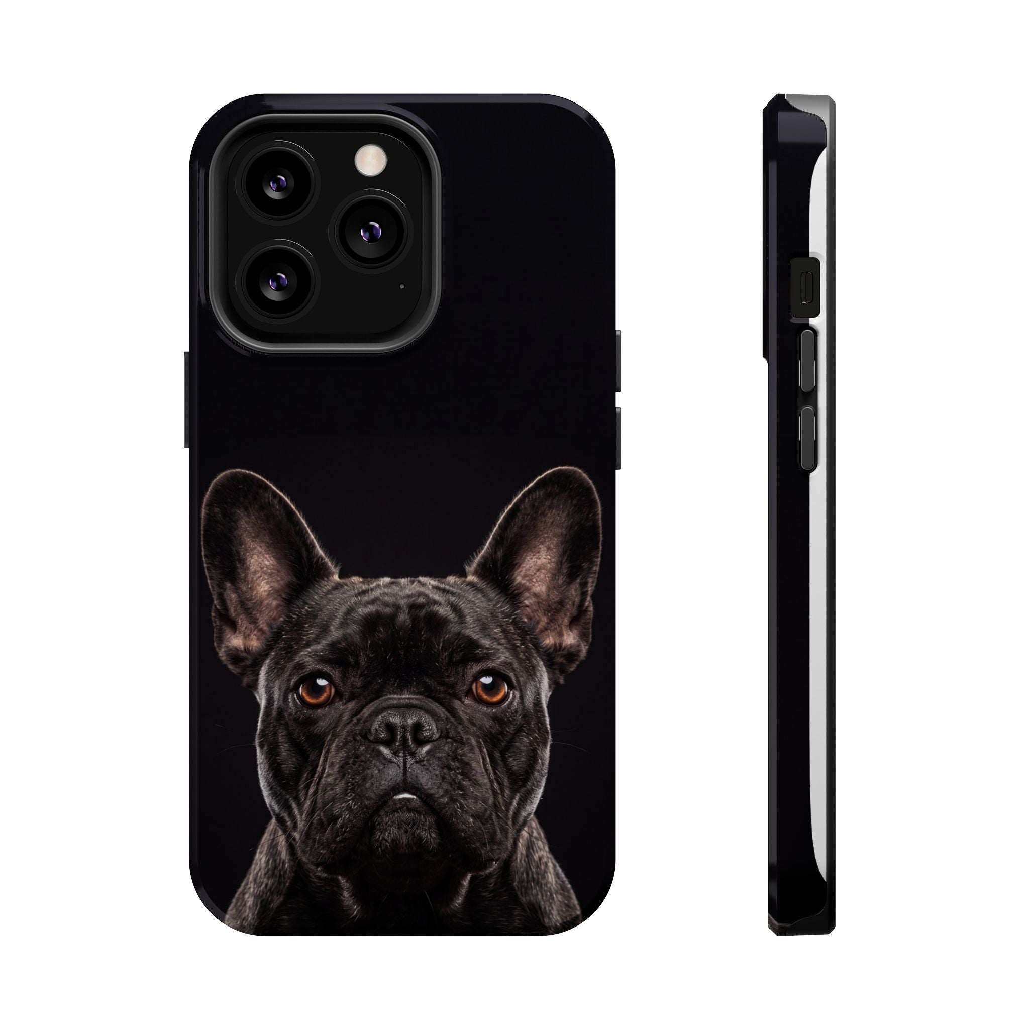 Black French Bulldog Phone Case — Impact-Resistant Wireless Charging Cover