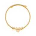 Heart Engraved Cuff Bracelet  — Personalized Heart Bangle - Silver or Gold