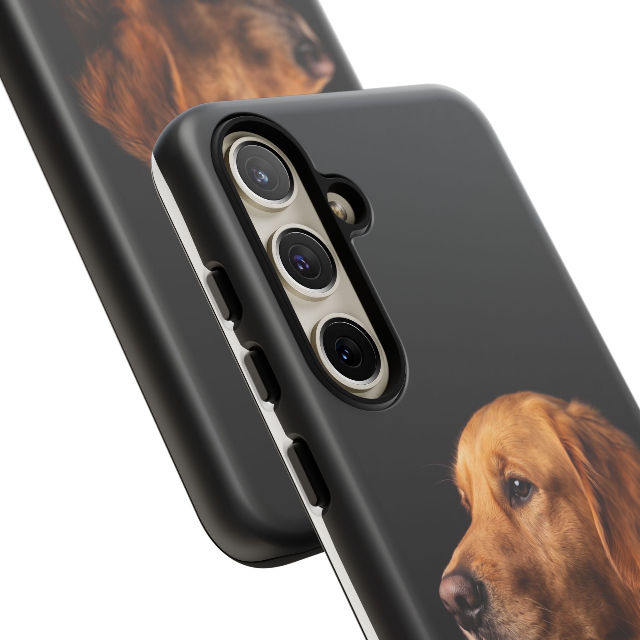 Golden Retriever Portrait Phone Case | Realistic Dog Photo on Black Background | iPhone & Samsung