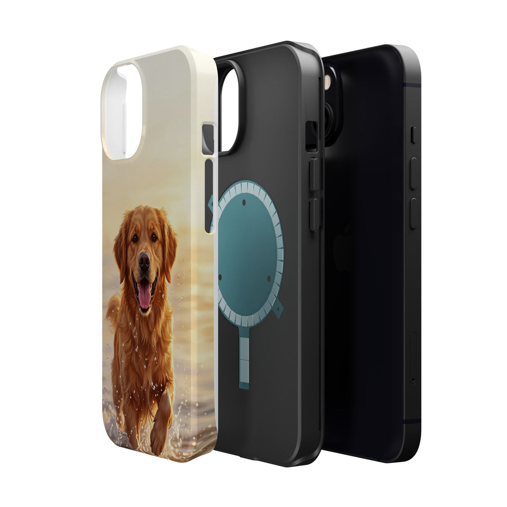 Beach Golden Retriever Phone Case — Impact-Resistant Wireless Charging Cover