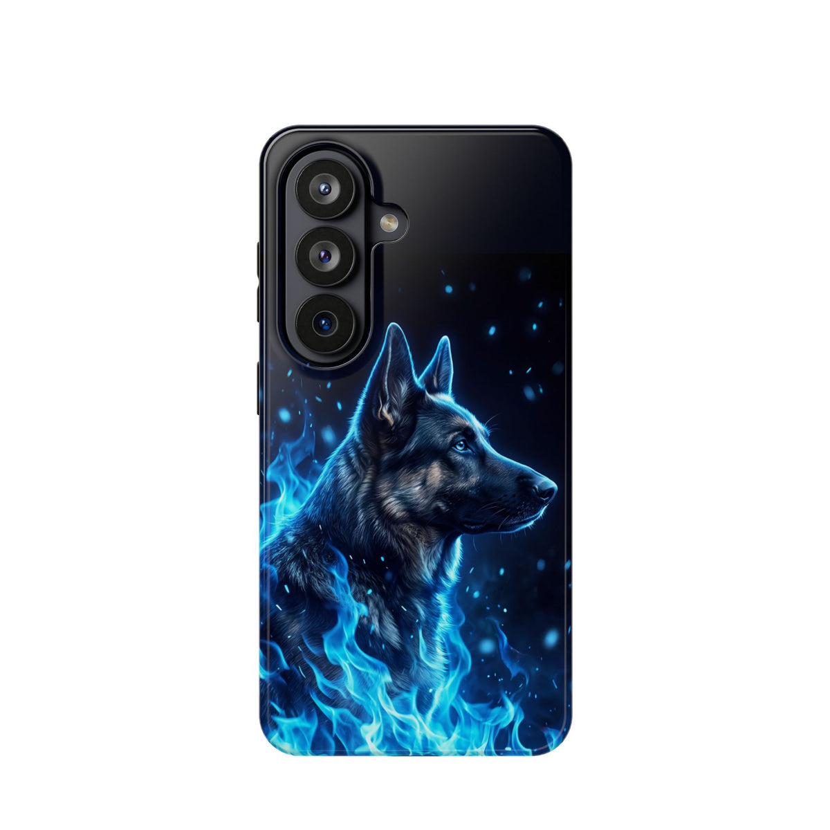 German Shepherd Phone Case | Blue Flame Art — Tough Magnetic Case with Wireless Charging