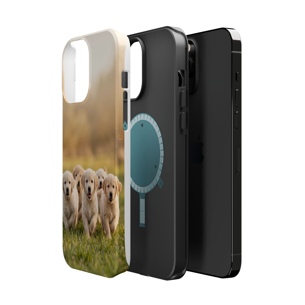 Golden Retriever Puppies Phone Case — Impact-Resistant Wireless Charging Cover