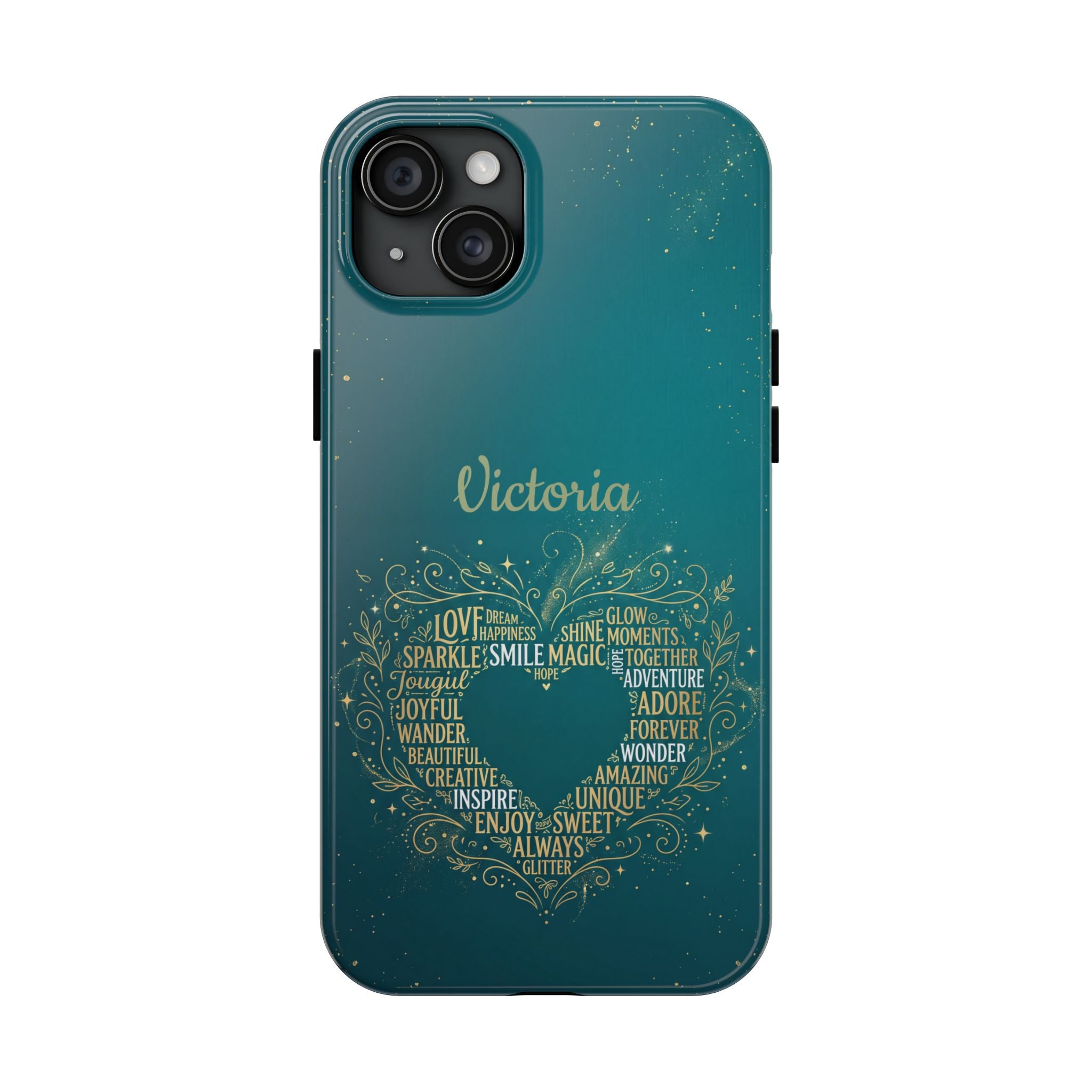 Personalized Teacher Phone Case — Custom Name Heart Word Art Design