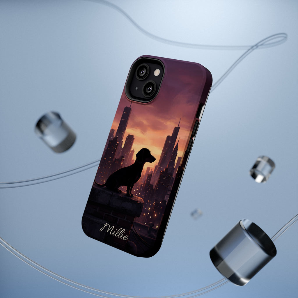 Personalized Dachshund City Skyline Phone Case — Wireless Charging Cover