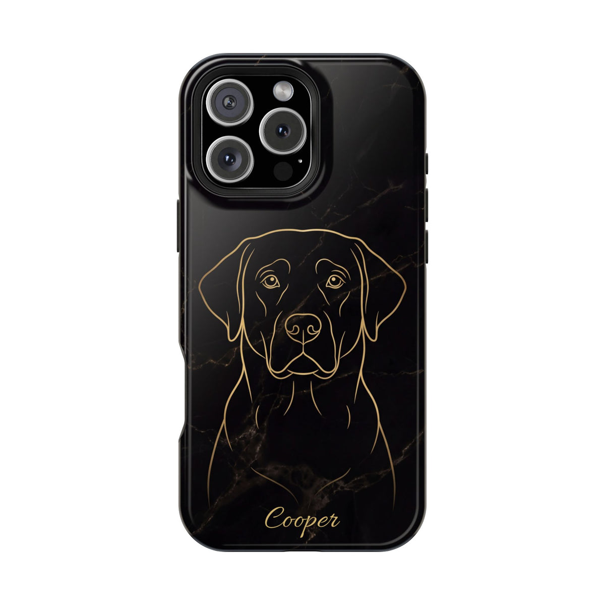 Personalized Gold Line Art Labrador Phone Case — Tough Magnetic Case with Wireless Charging