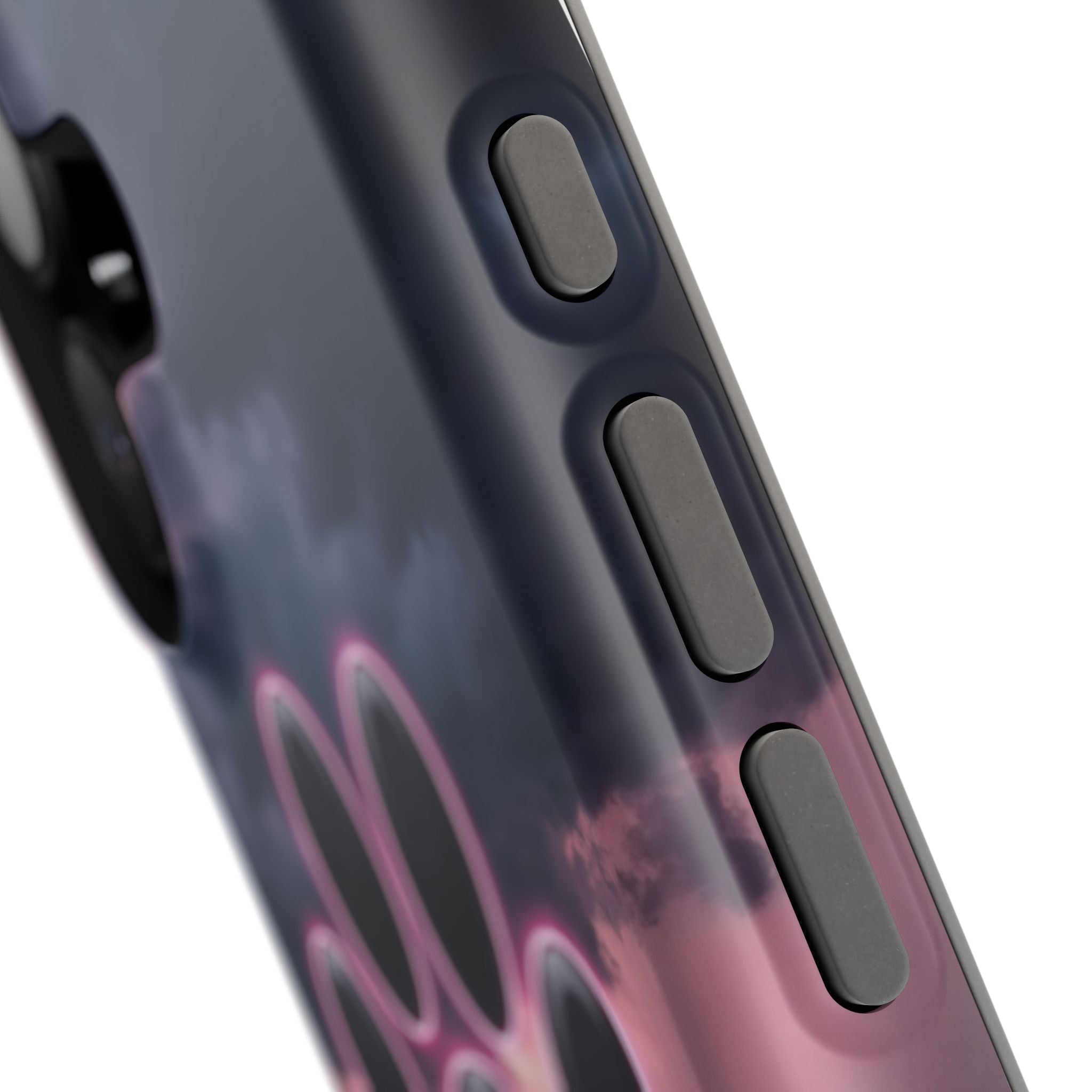 Neon Paw Print Phone Case — Impact-Resistant Wireless Charging Cover