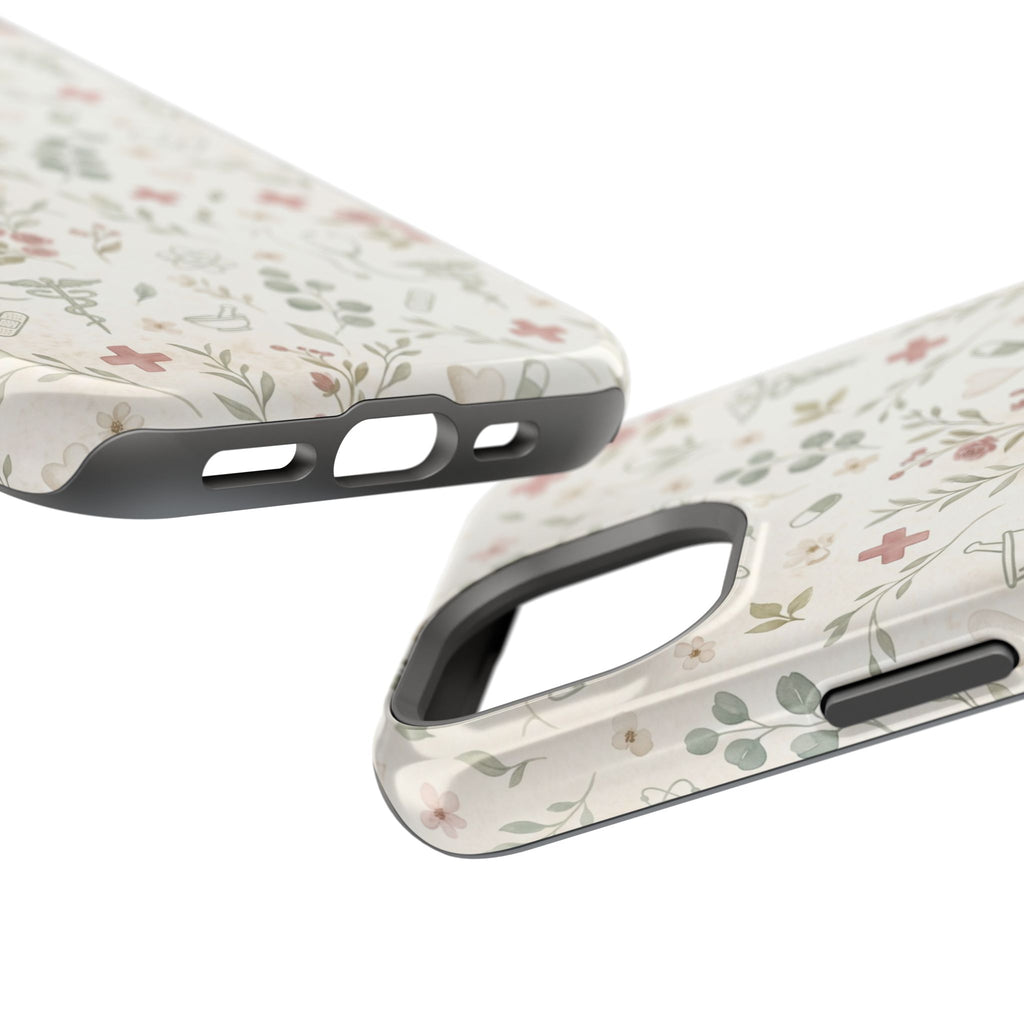 Floral Nurse Phone Case — Impact-Resistant Wireless Charging Cover