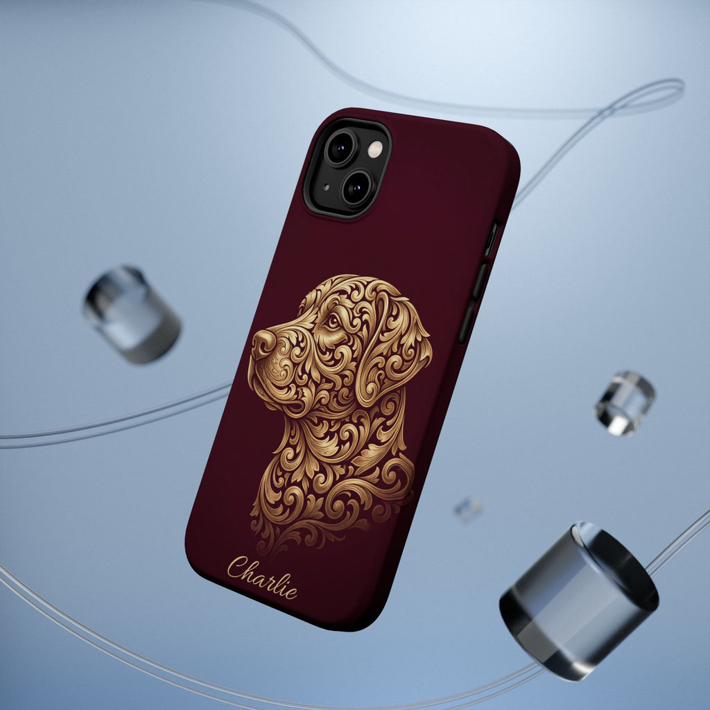 Personalized Gold Filigree Labrador Phone Case — Tough Magnetic Case with Wireless Charging