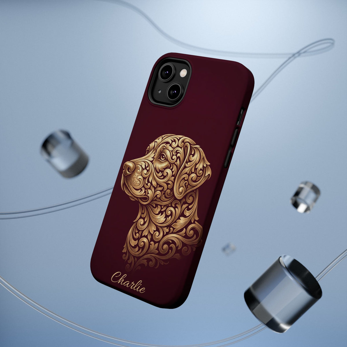 Personalized Gold Filigree Labrador Phone Case — Tough Magnetic Case with Wireless Charging