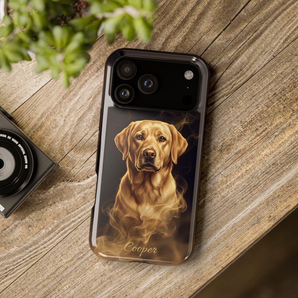 Personalized Gold Smoke Labrador Phone Case — Tough Magnetic Case with Wireless Charging