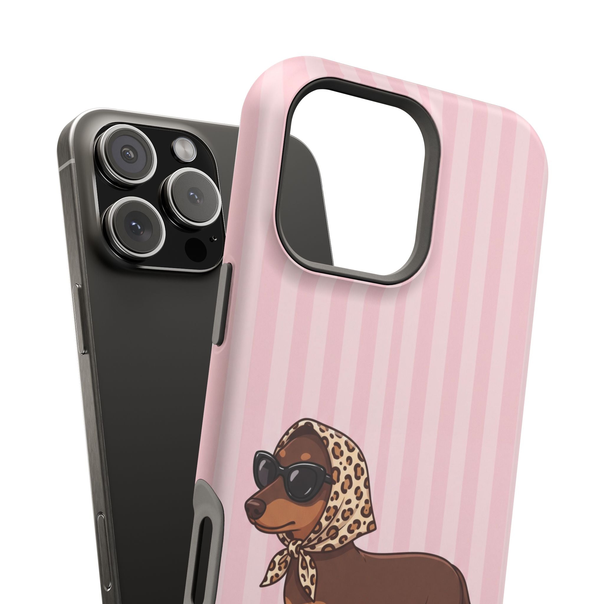 Preppy Dachshund Phone Case — Impact-Resistant Wireless Charging Cover