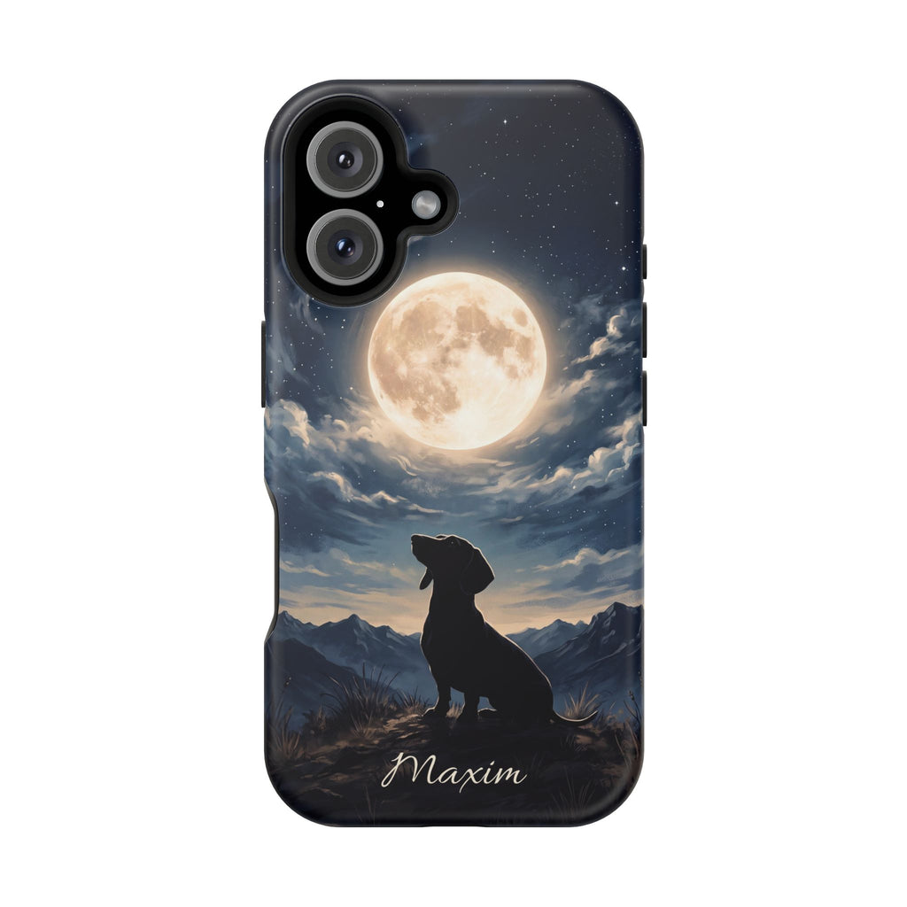 Personalized Dachshund Moonlight Phone Case — Wireless Charging Cover