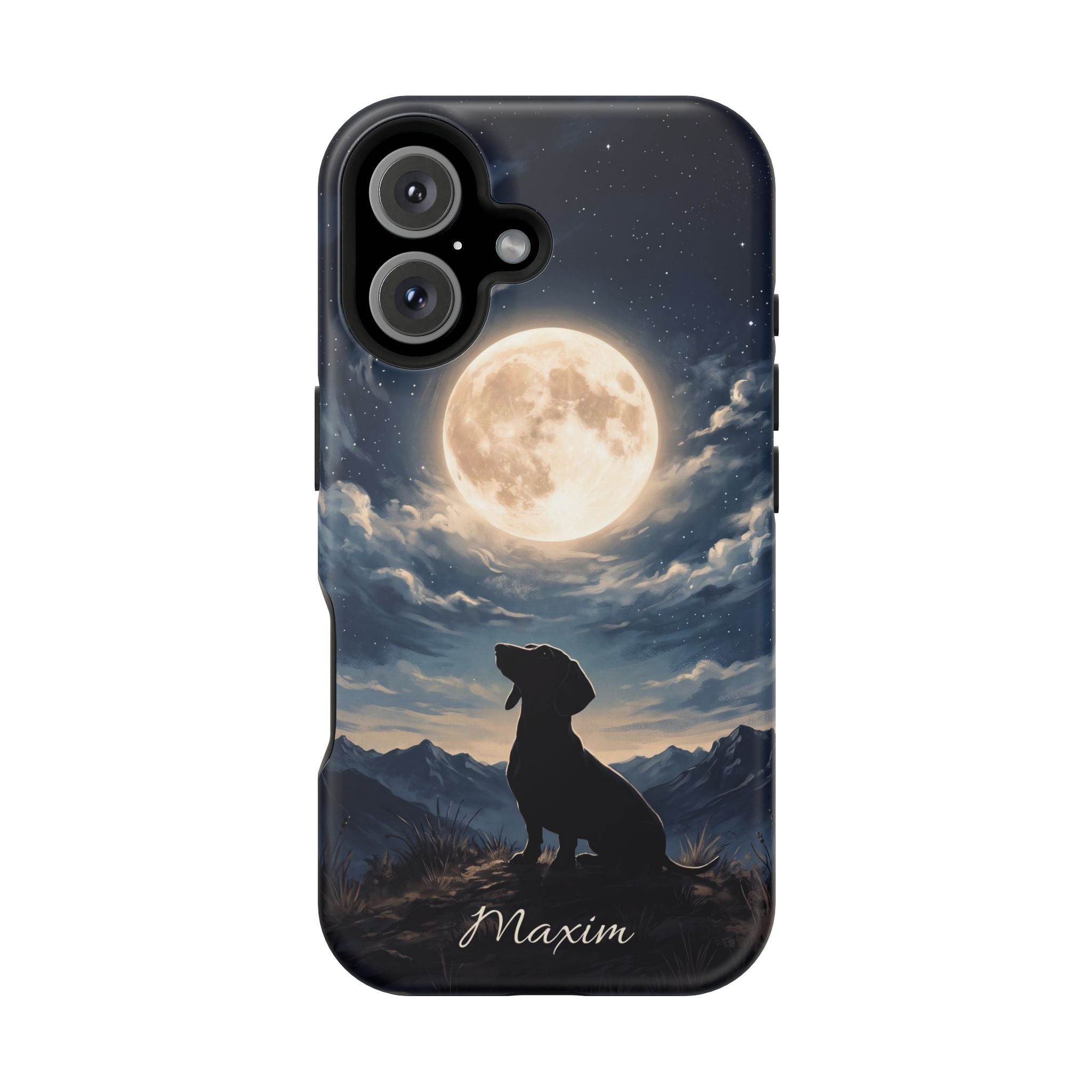 Personalized Dachshund Moonlight Phone Case — Wireless Charging Cover