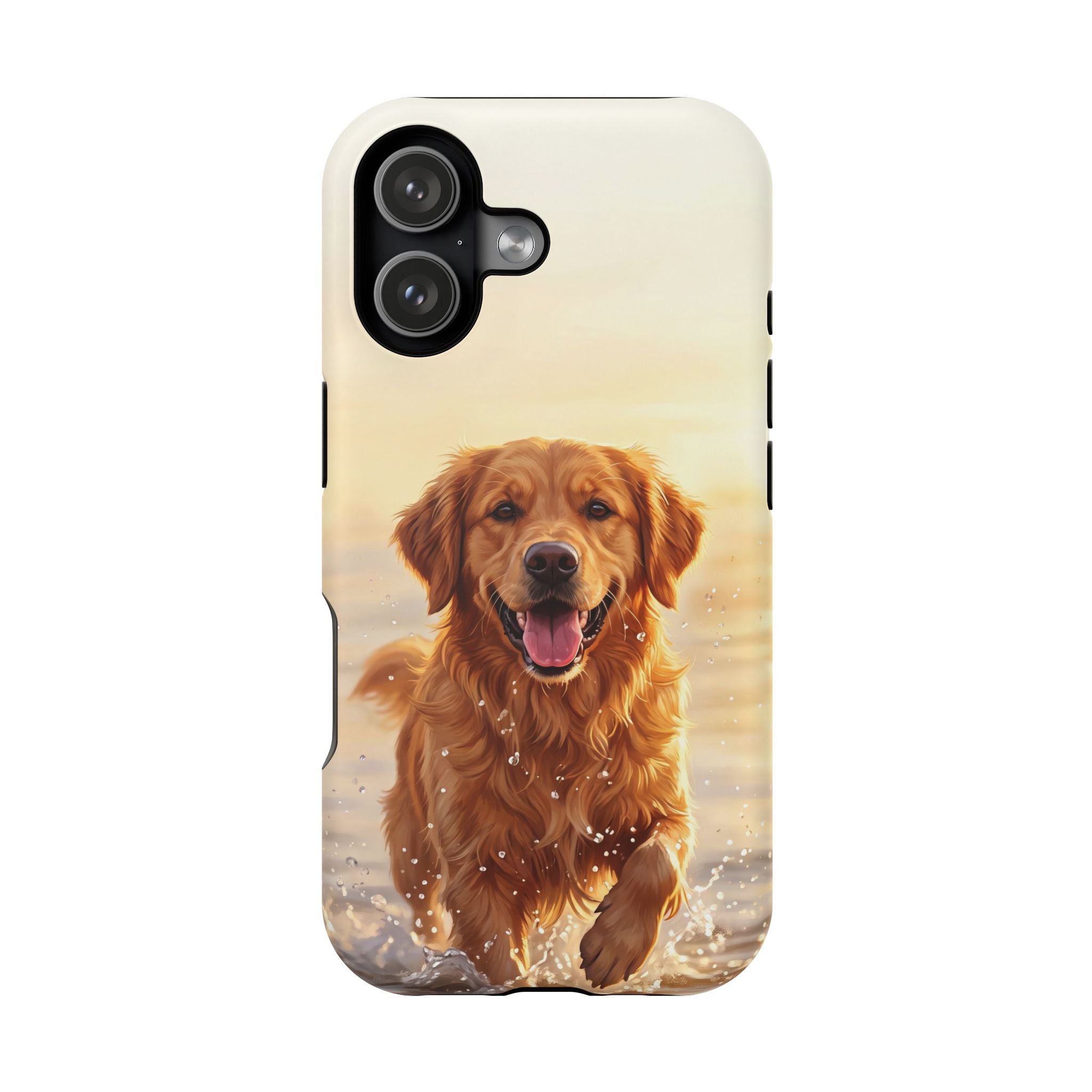 Beach Golden Retriever Phone Case — Impact-Resistant Wireless Charging Cover