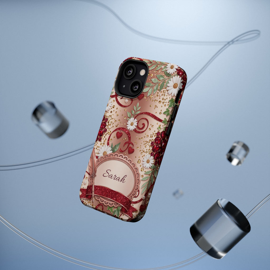 Personalized Vintage Floral Teacher Phone Case — Wireless Charging Cover