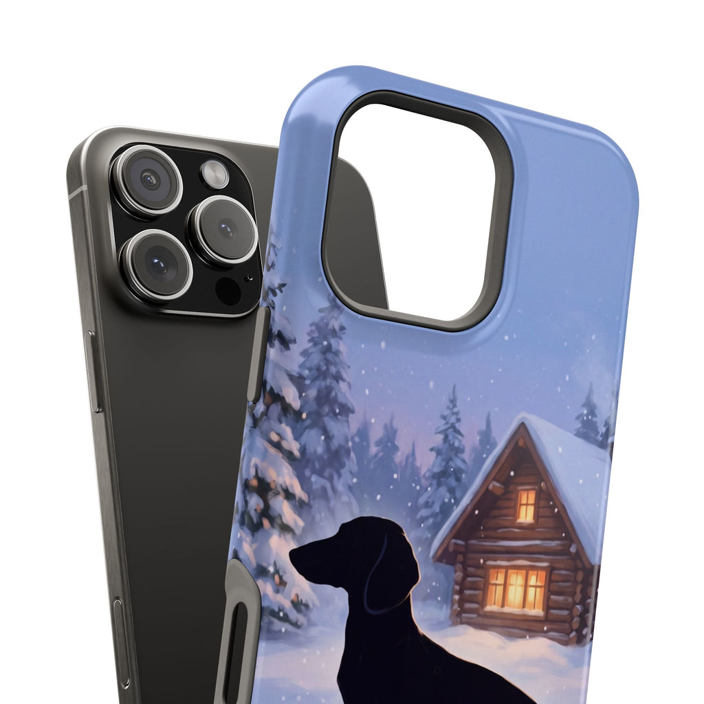 Personalized Dachshund Winter Cabin Phone Case — Wireless Charging Cover