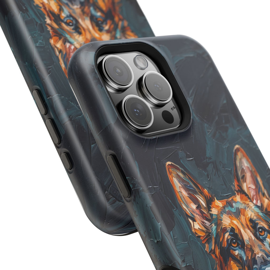 German Shepherd Phone Case | Palette Knife Painting Art — Tough Magnetic Case with Wireless Charging