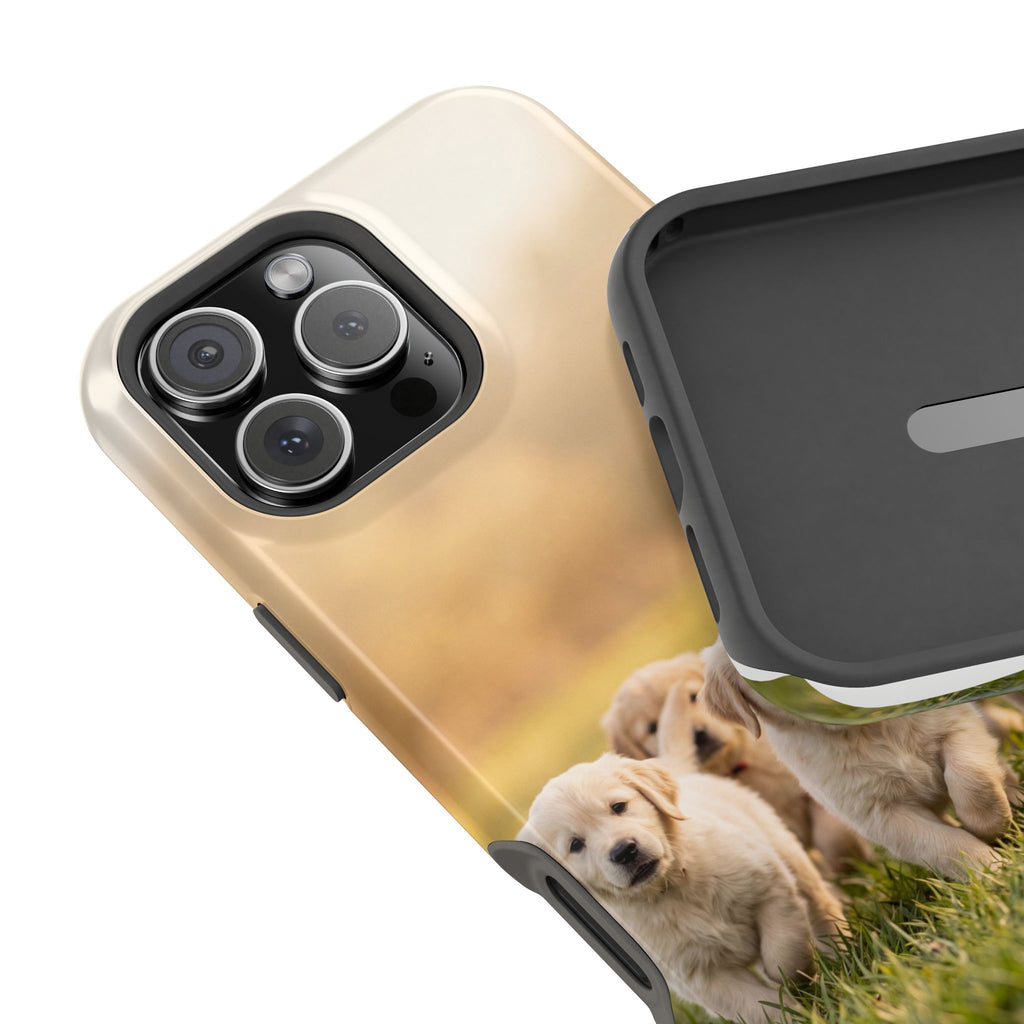 Golden Retriever Puppies Phone Case — Impact-Resistant Wireless Charging Cover