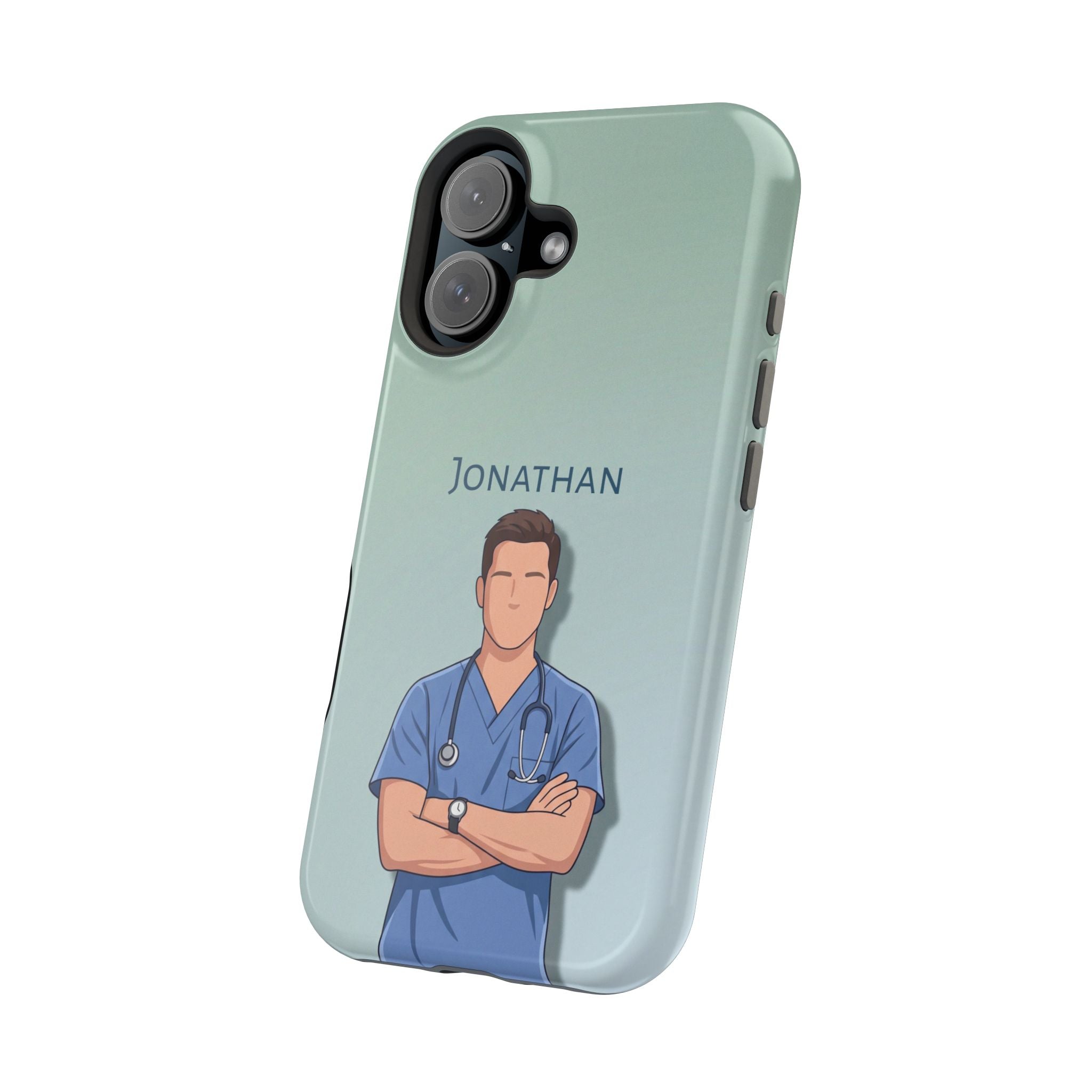 Personalized Nurse Portrait Phone Case — Impact-Resistant Wireless Charging Cover