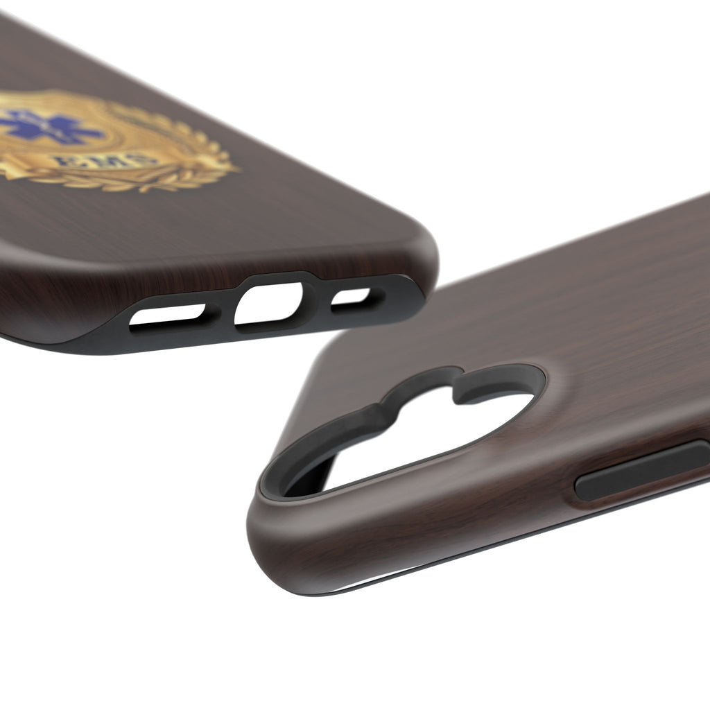 Gold EMS Laurel Badge Wood Phone Case — Magnetic Wireless Charging Cover