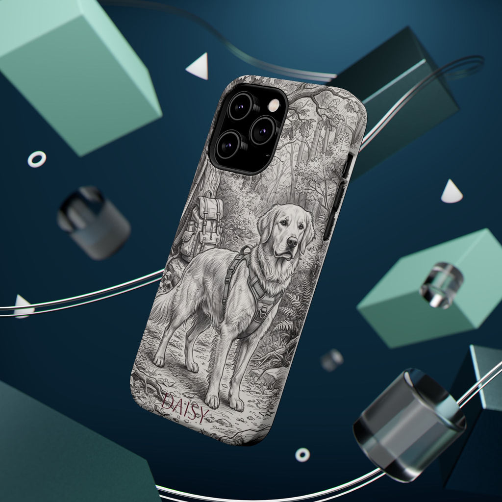 Personalized Golden Retriever Woodland Trail Phone Case — Wireless Charging Cover