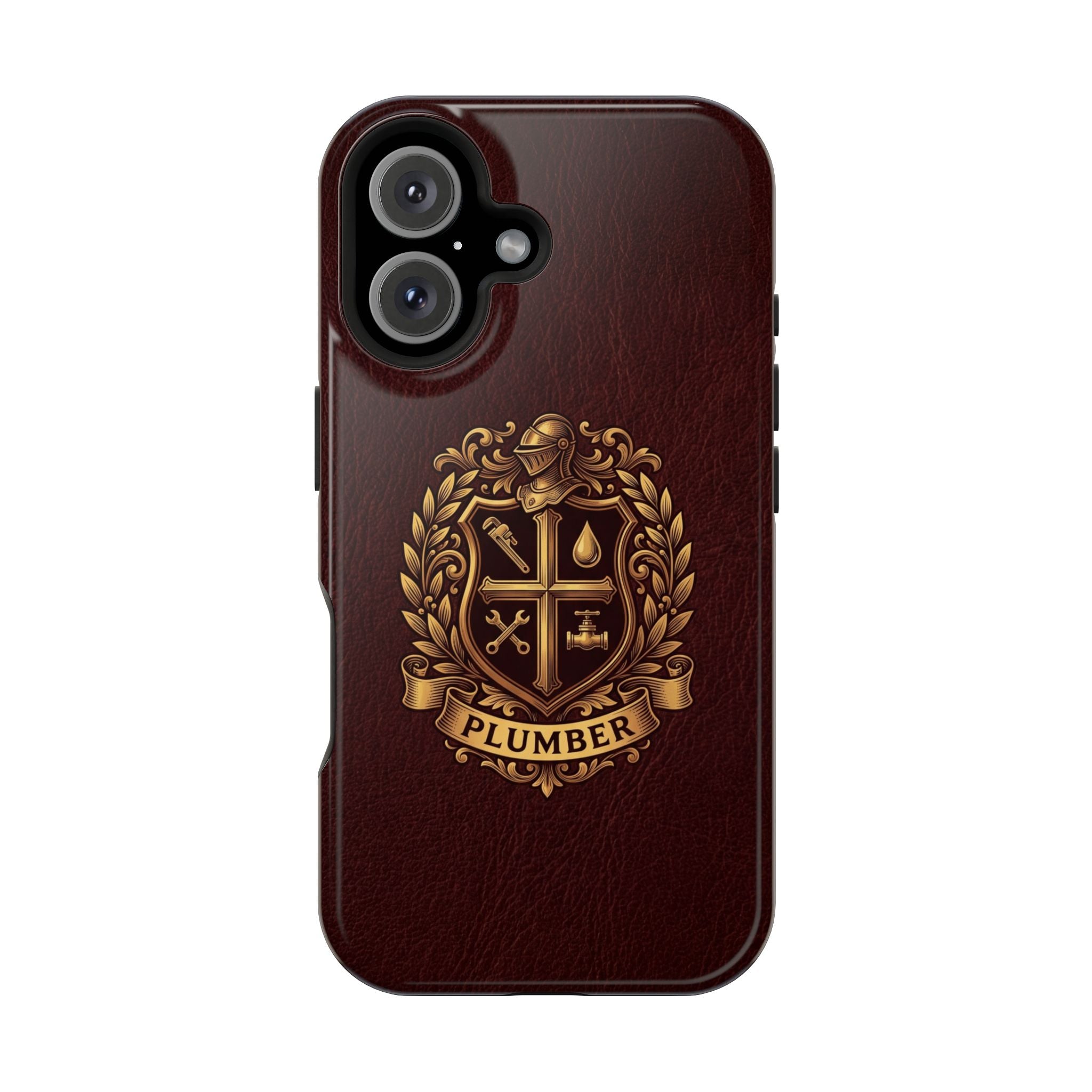 Plumber Crest Phone Case — Heraldic Shield Design Wireless Charging Cover