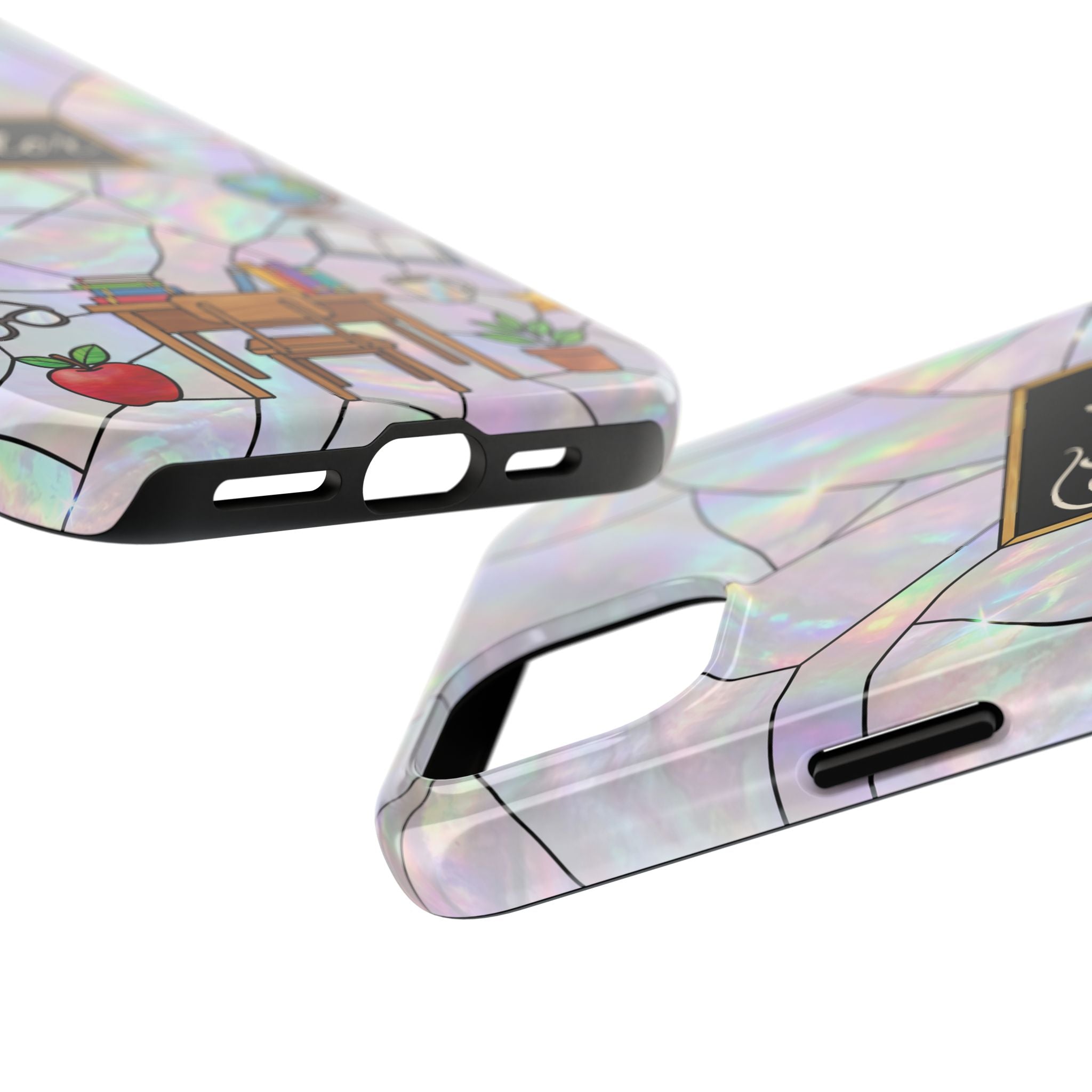 Personalized Teacher Phone Case — Custom Name Stained Glass Classroom Design