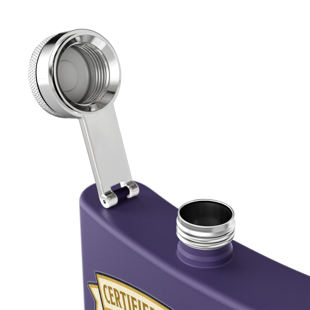 Flask — "Certified Journeyman: Powering Through" 6oz Stainless Steel Hip Flask