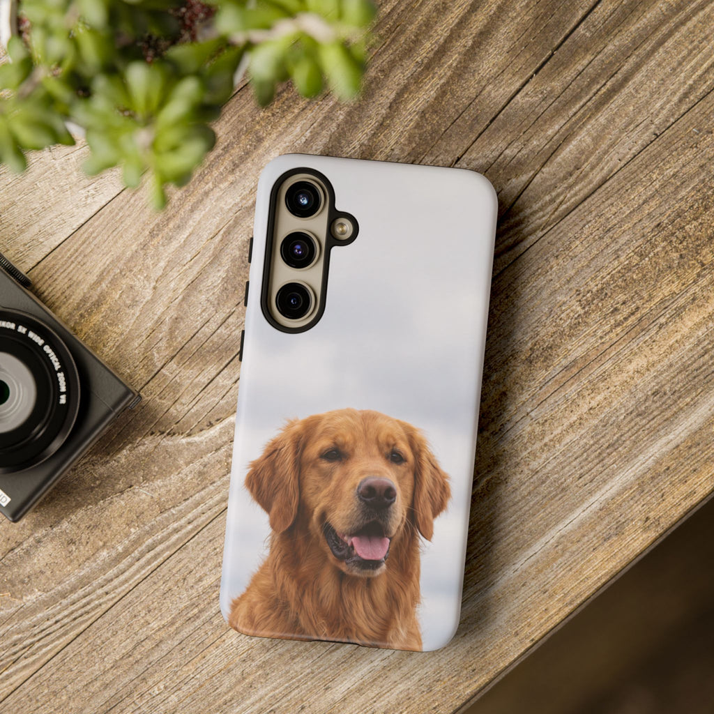 Golden Retriever Portrait Phone Case | Happy Dog Photo on Soft Sky Background | Samsung & iPhone
