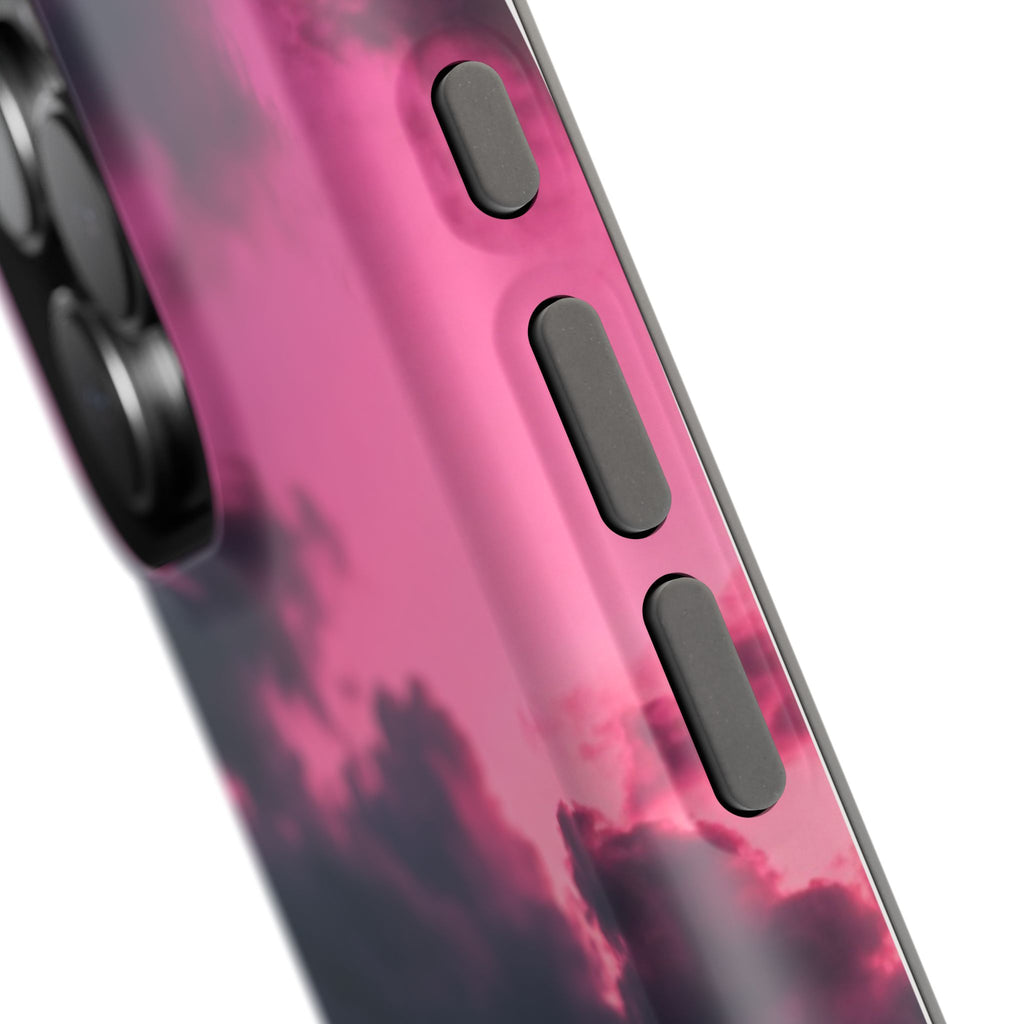 Pink Sky Paw Print Phone Case — Impact-Resistant Wireless Charging Cover