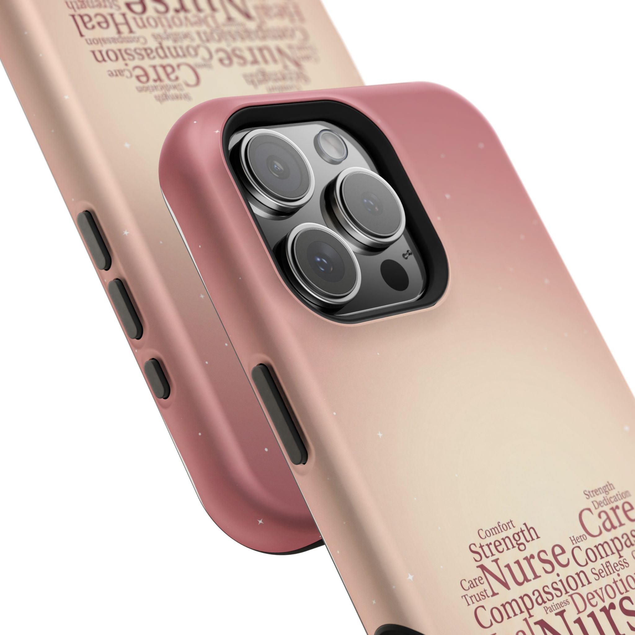 Nurse Heart Word Art Phone Case — Impact-Resistant Wireless Charging Cover