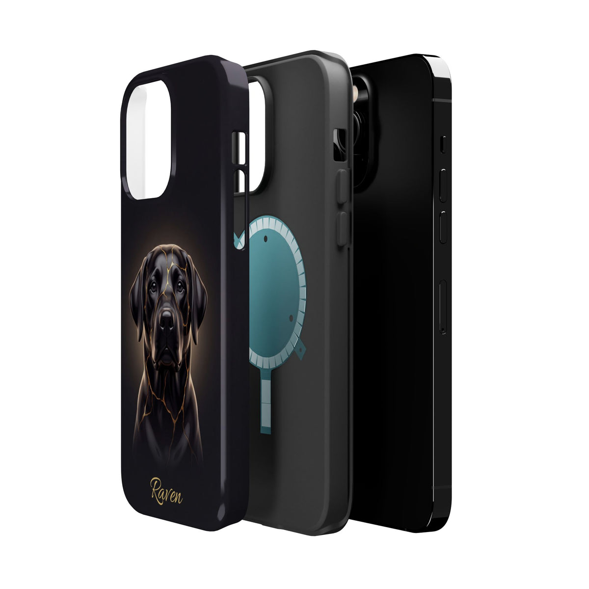 Personalized Obsidian Kintsugi Labrador Phone Case — Tough Magnetic Case with Wireless Charging