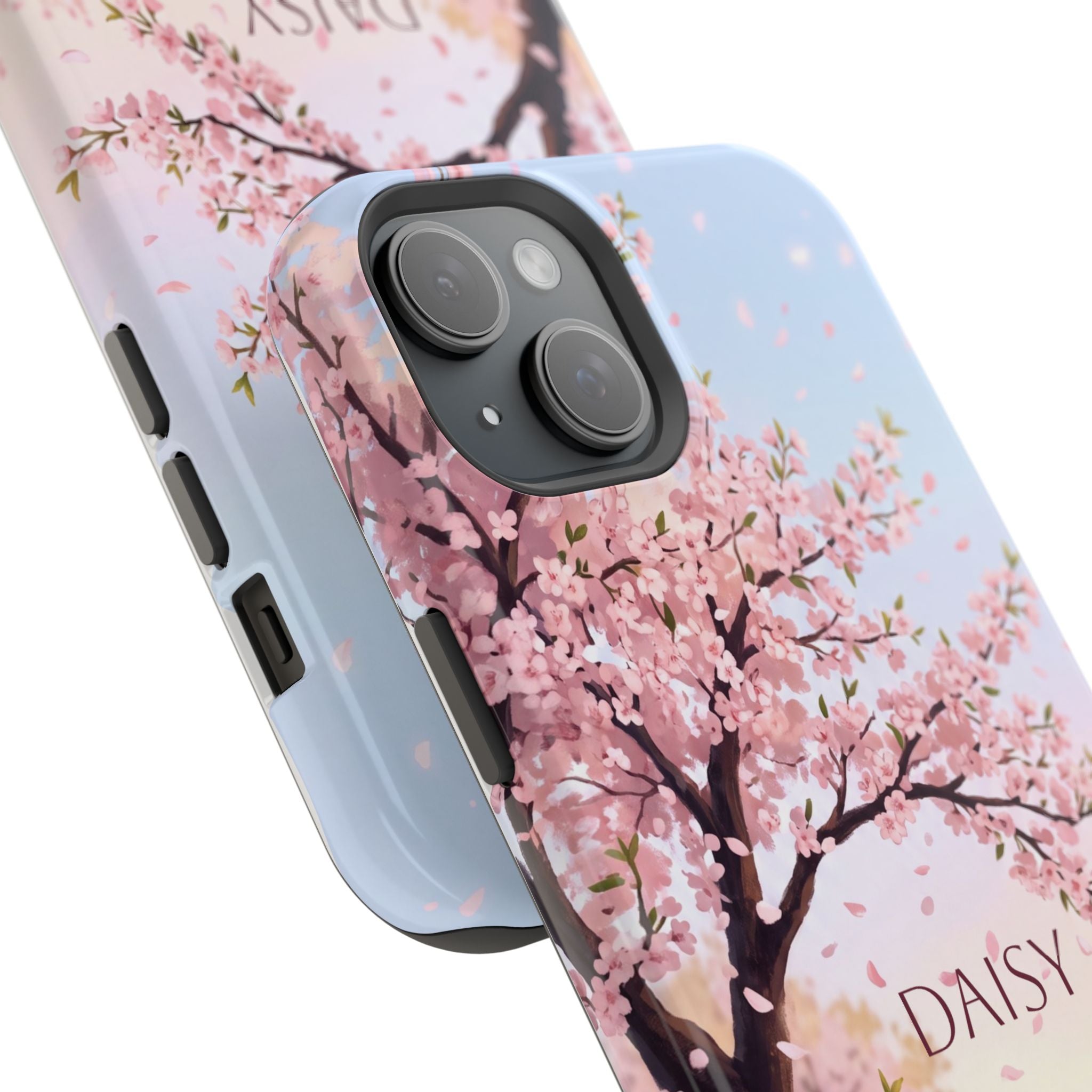 Personalized Dachshund Cherry Blossom Phone Case — Wireless Charging Cover