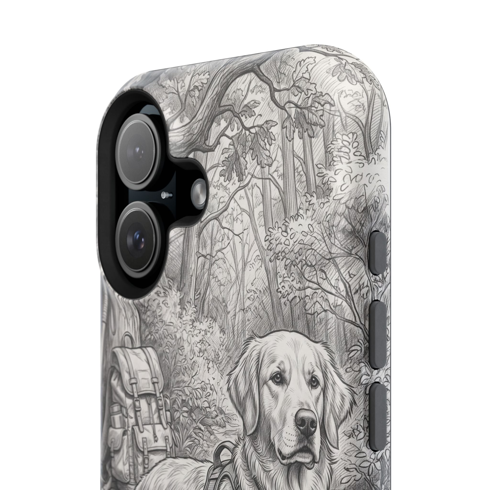 Personalized Golden Retriever Woodland Trail Phone Case — Wireless Charging Cover