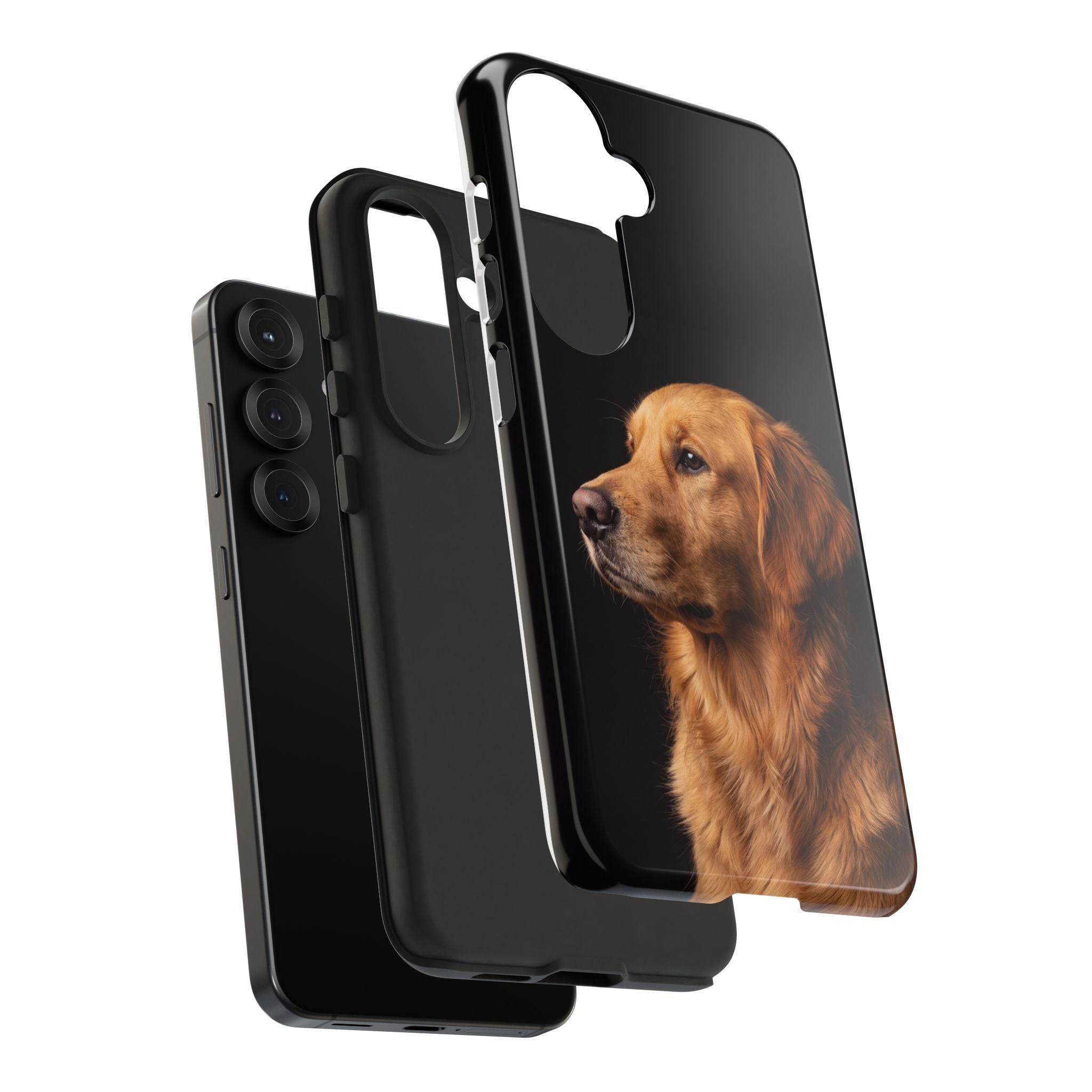 Golden Retriever Portrait Phone Case | Realistic Dog Photo on Black Background | iPhone & Samsung