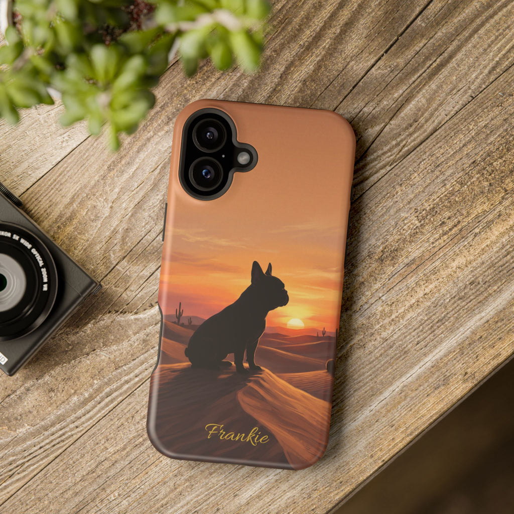 Personalized French Bulldog Desert Sunset Phone Case — Wireless Charging Cover