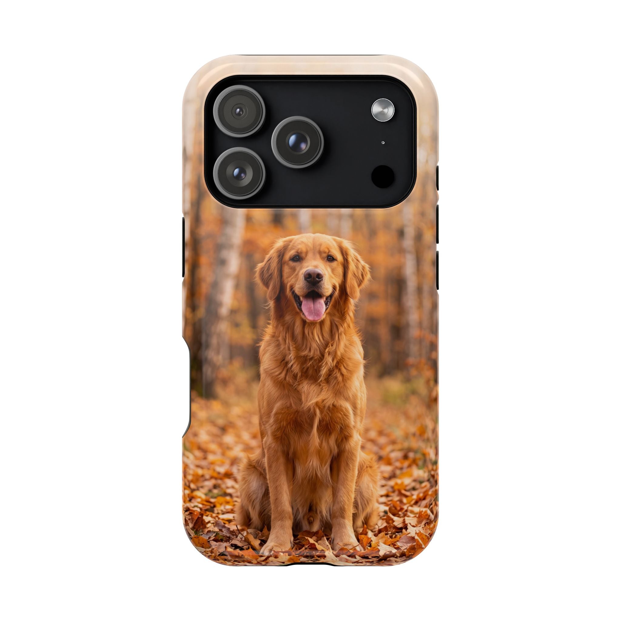 Autumn Golden Retriever Phone Case — Impact-Resistant Wireless Charging Cover