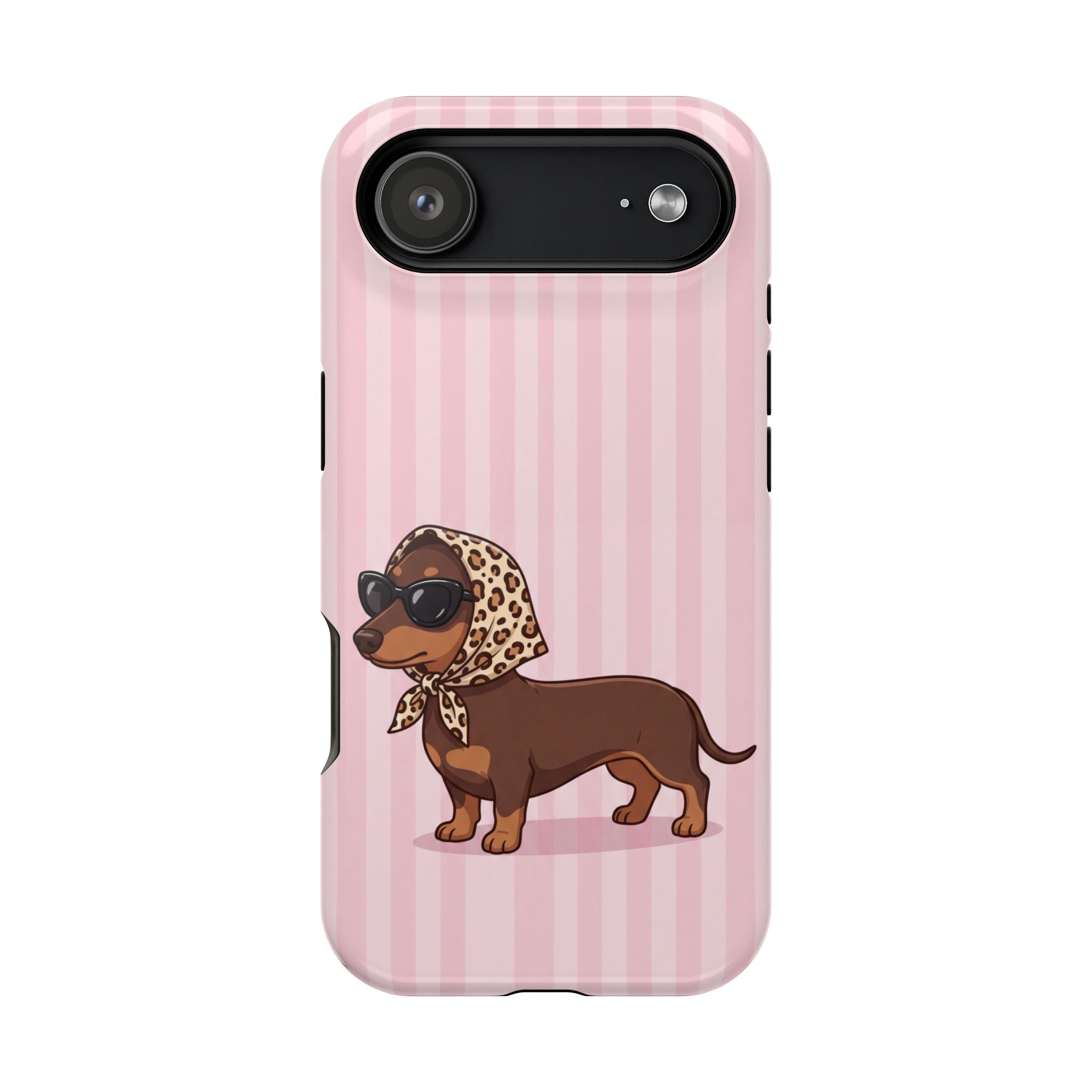 Preppy Dachshund Phone Case — Impact-Resistant Wireless Charging Cover