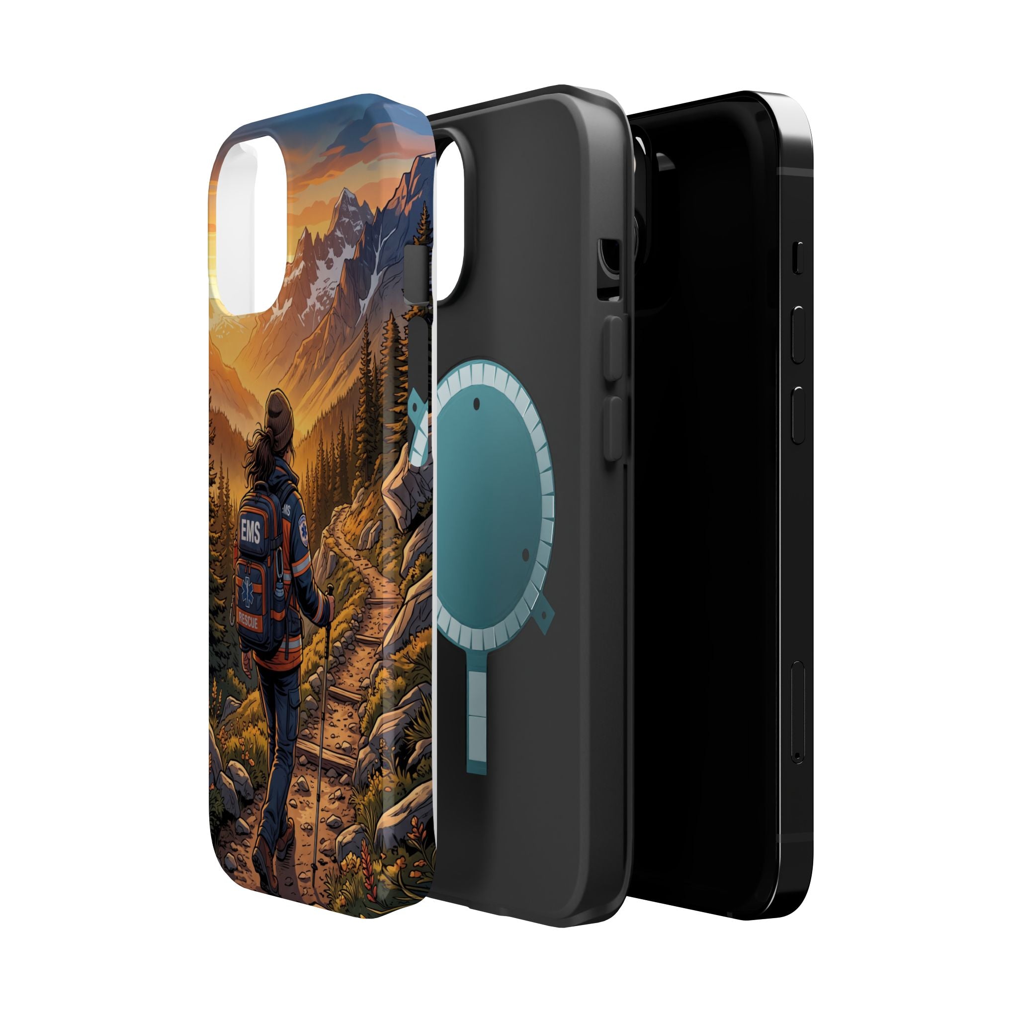 Paramedic/EMT Mountain Phone Case — Magnetic Wireless Charging Cover