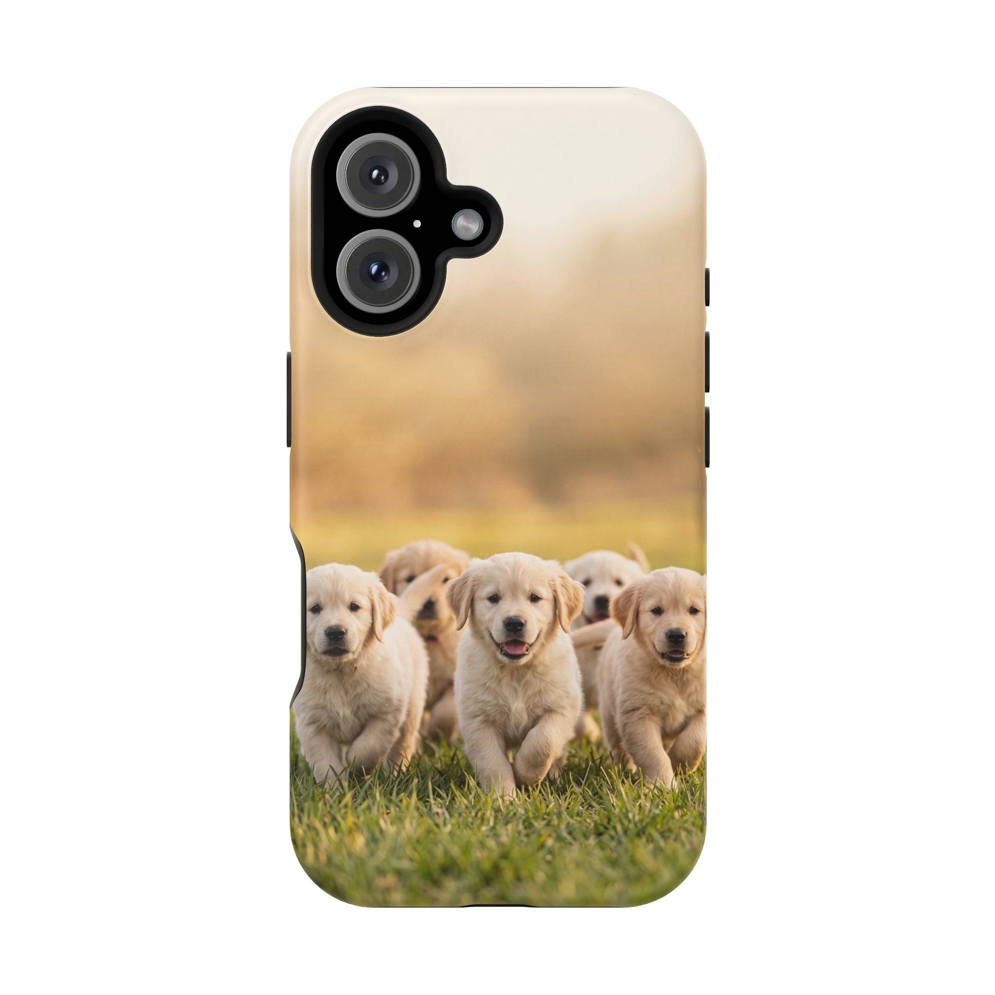 Golden Retriever Puppies Phone Case — Impact-Resistant Wireless Charging Cover