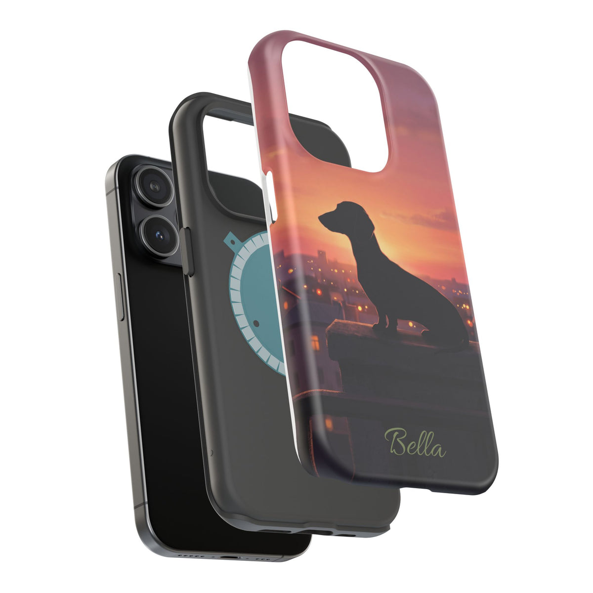 Personalized Dachshund Rooftop Sunset Phone Case — Wireless Charging Cover