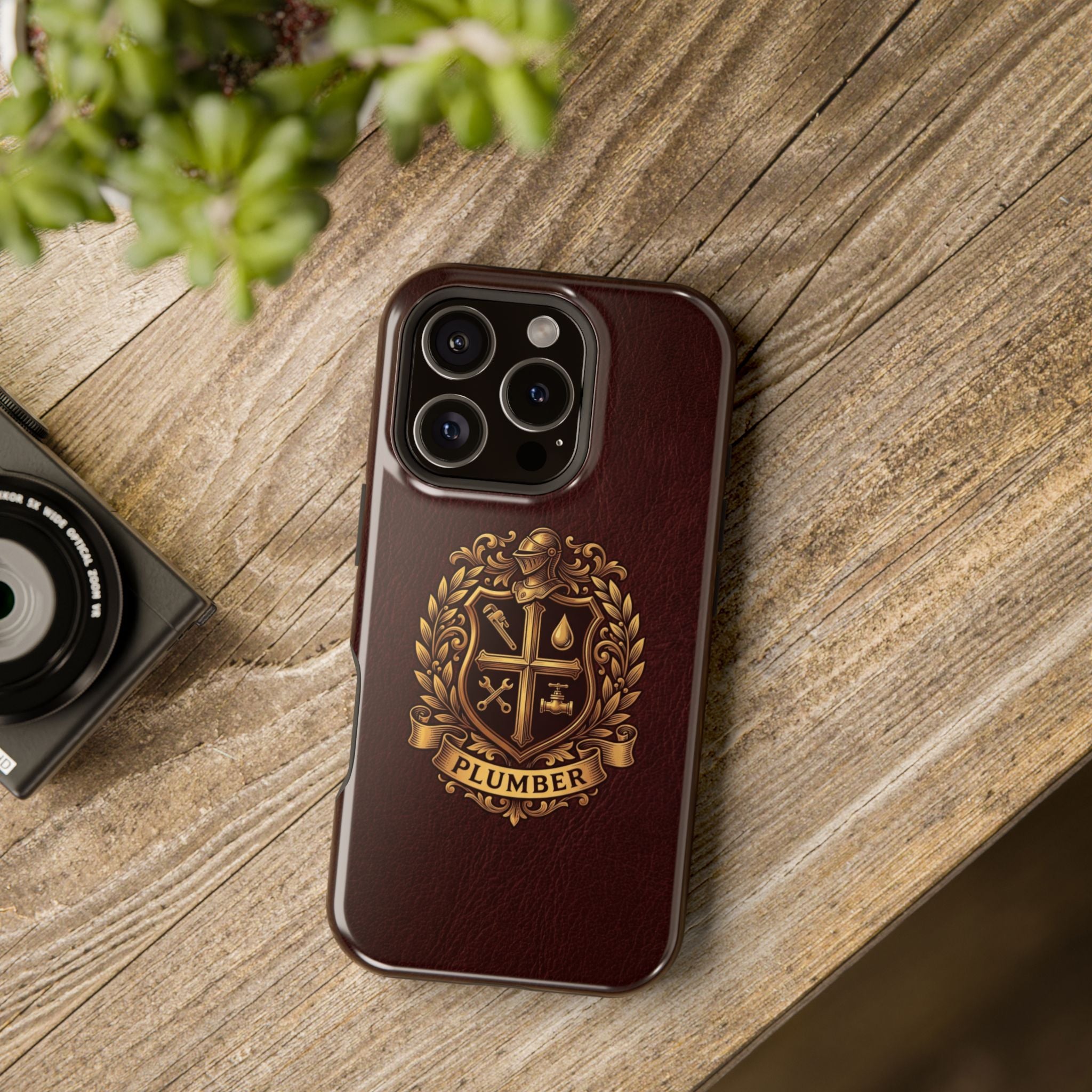 Plumber Crest Phone Case — Heraldic Shield Design Wireless Charging Cover