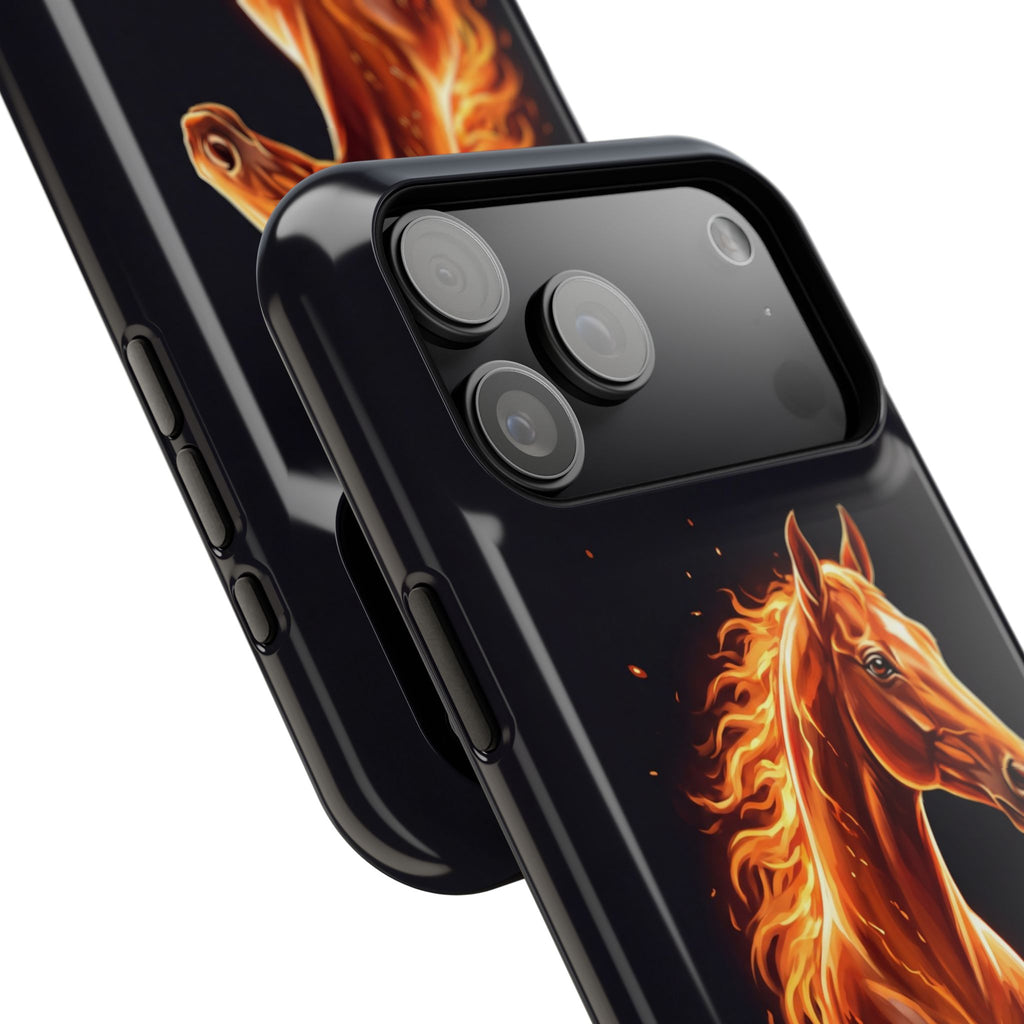 Personalized Fire & Ember Horse Phone Case — Tough Magnetic Case with Wireless Charging