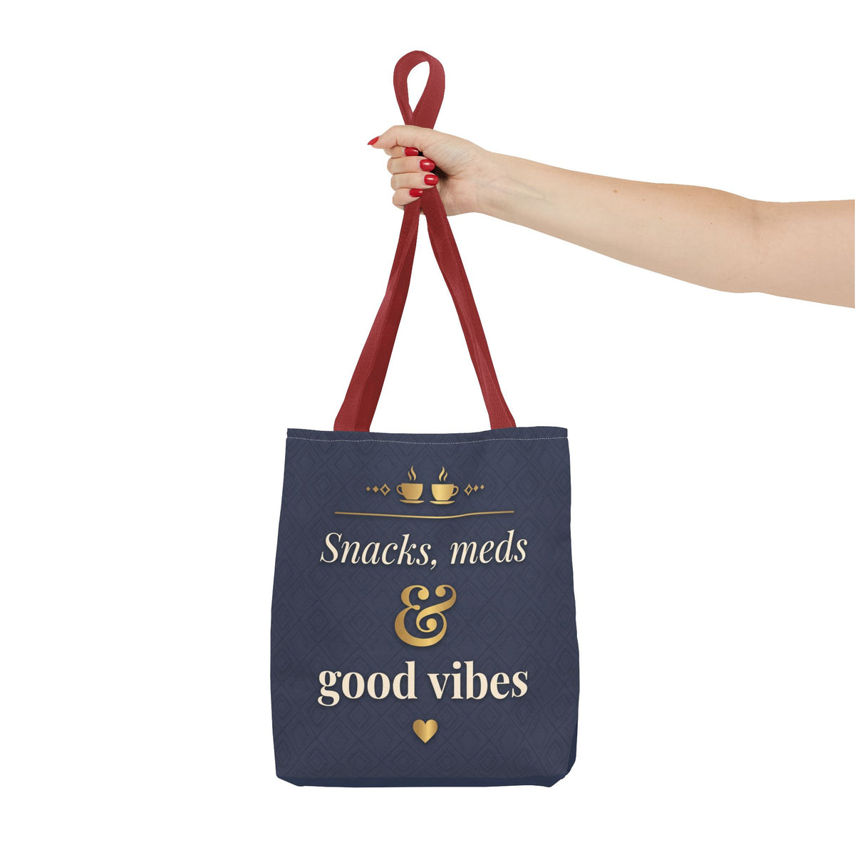 Snacks Meds & Good Vibes Tote | Funny Nurse Gift Tote Bag | Healthcare Worker Humour Gift | Premium Polyester Carry-All
