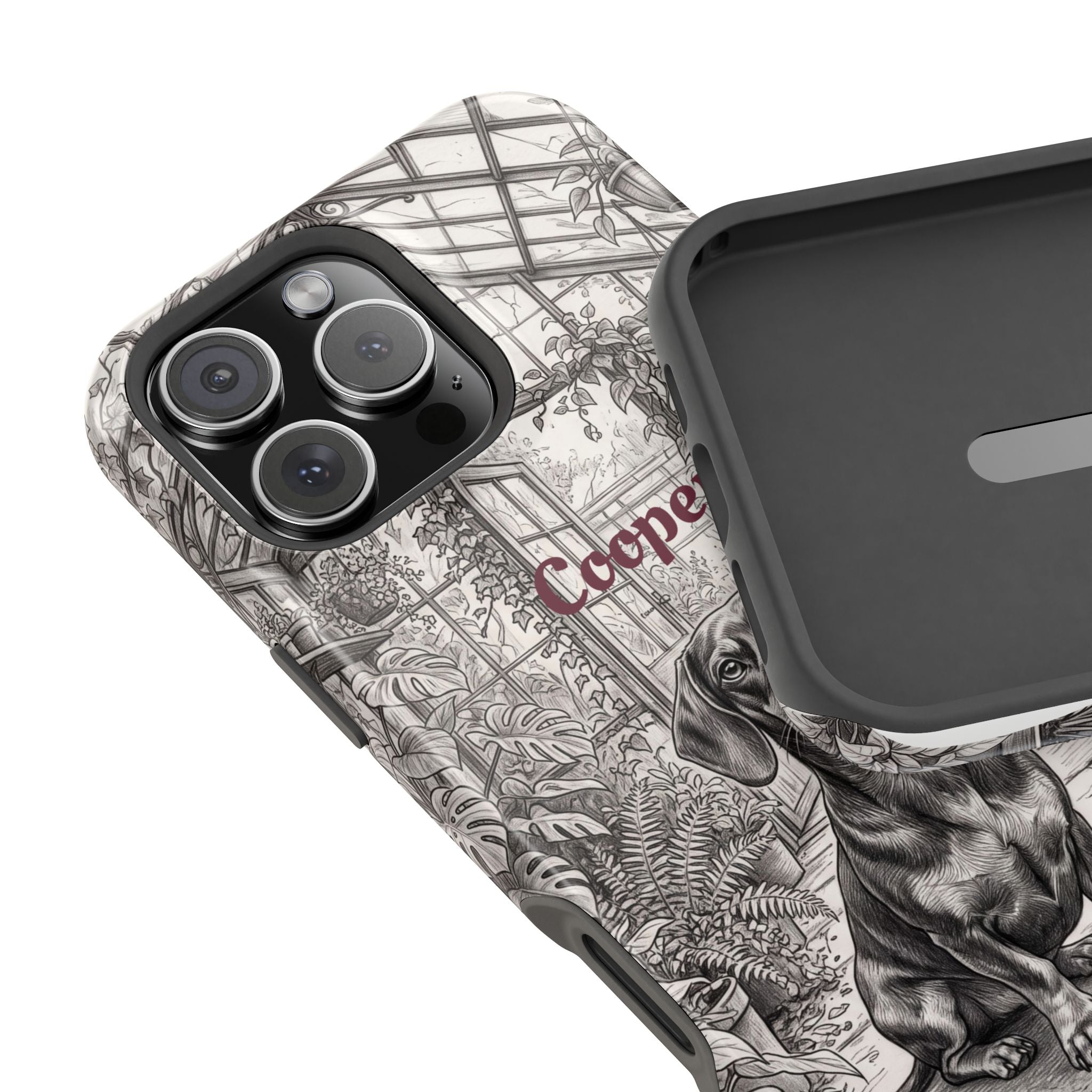 Personalized Dachshund Vintage Greenhouse Phone Case — Wireless Charging Cover