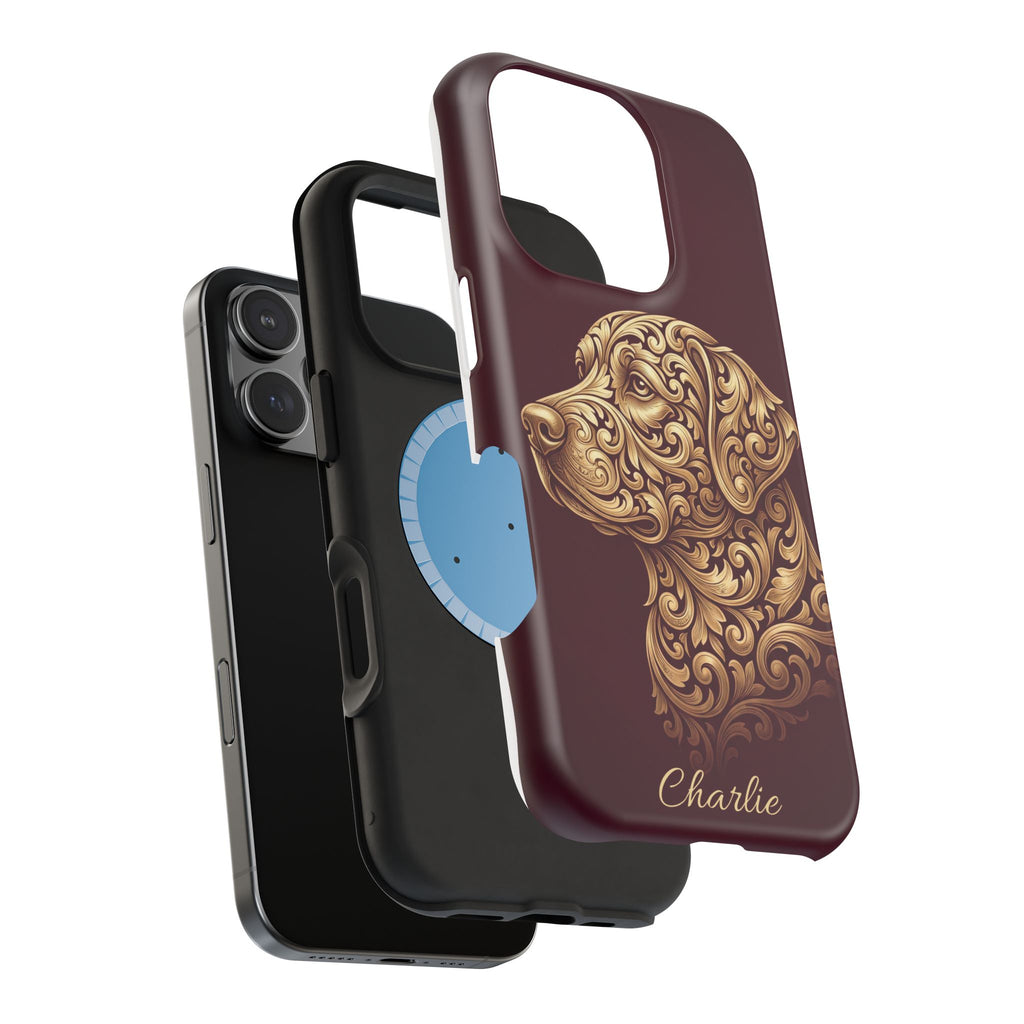 Personalized Gold Filigree Labrador Phone Case — Tough Magnetic Case with Wireless Charging