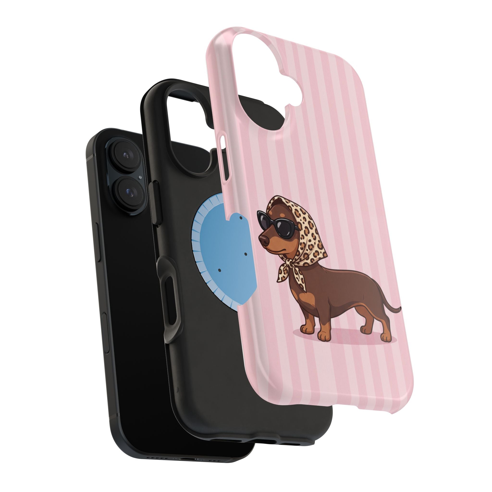 Preppy Dachshund Phone Case — Impact-Resistant Wireless Charging Cover