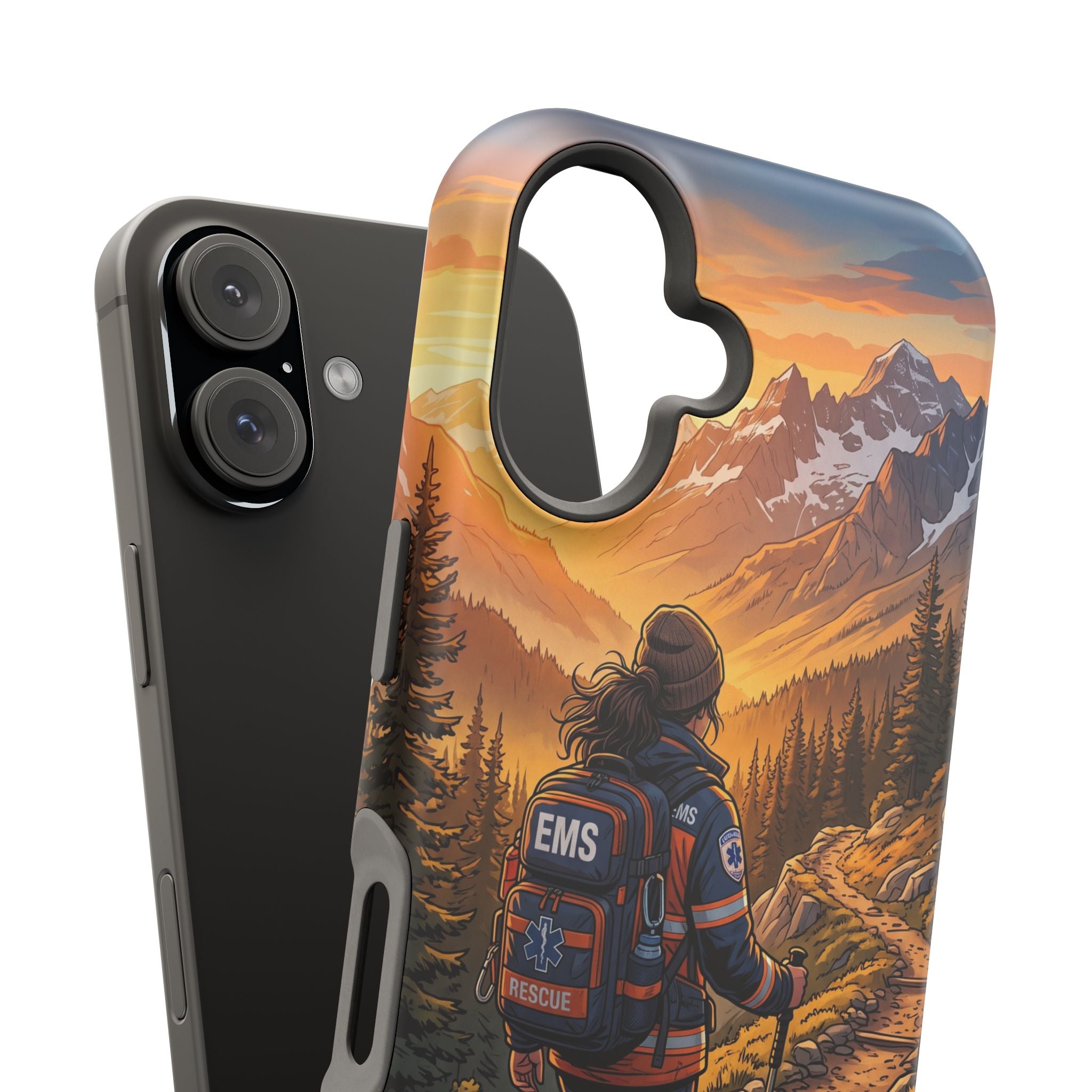 Paramedic/EMT Mountain Phone Case — Magnetic Wireless Charging Cover