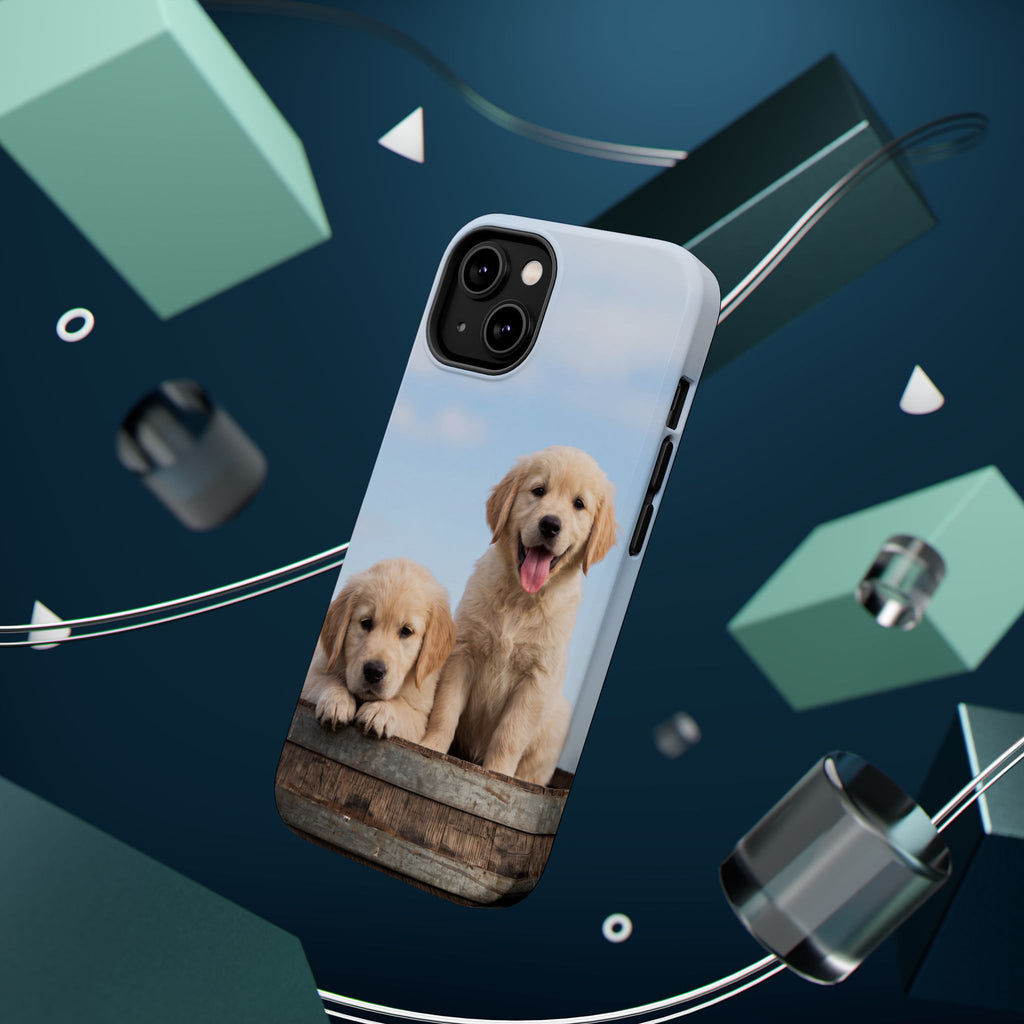 Golden Retriever Puppy Duo Phone Case — Impact-Resistant Wireless Charging Cover